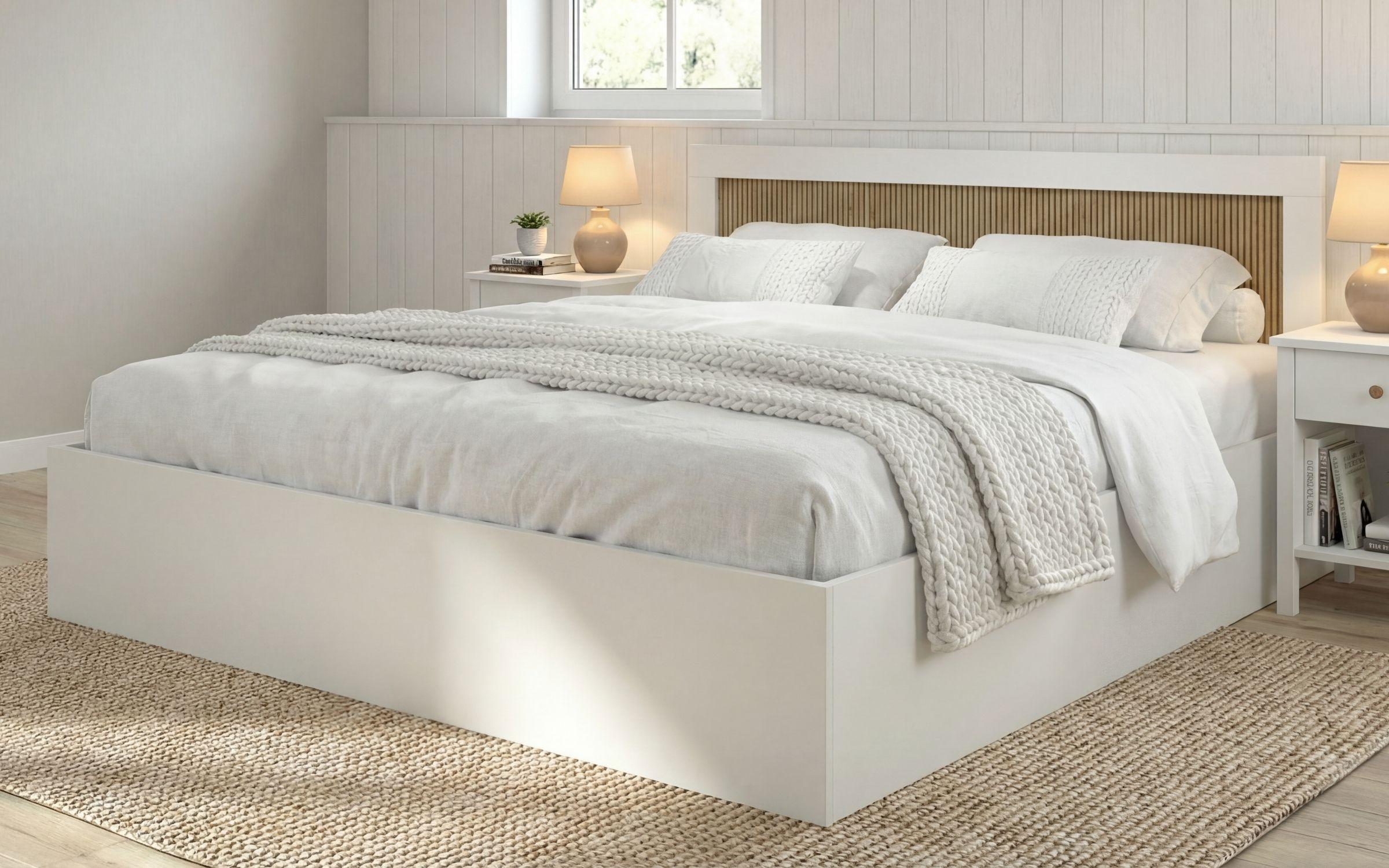 Set dormitor 160/200 Philadelphia + saltea, alb + cadiz  3