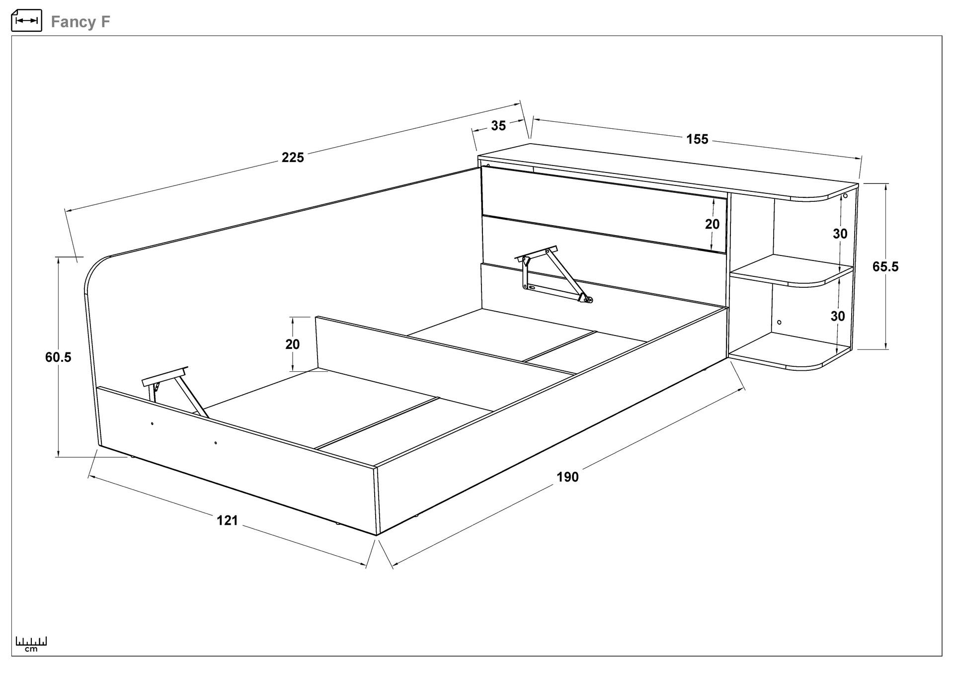 Pat cu lada 120/190 Fensi, stejar evoc  2