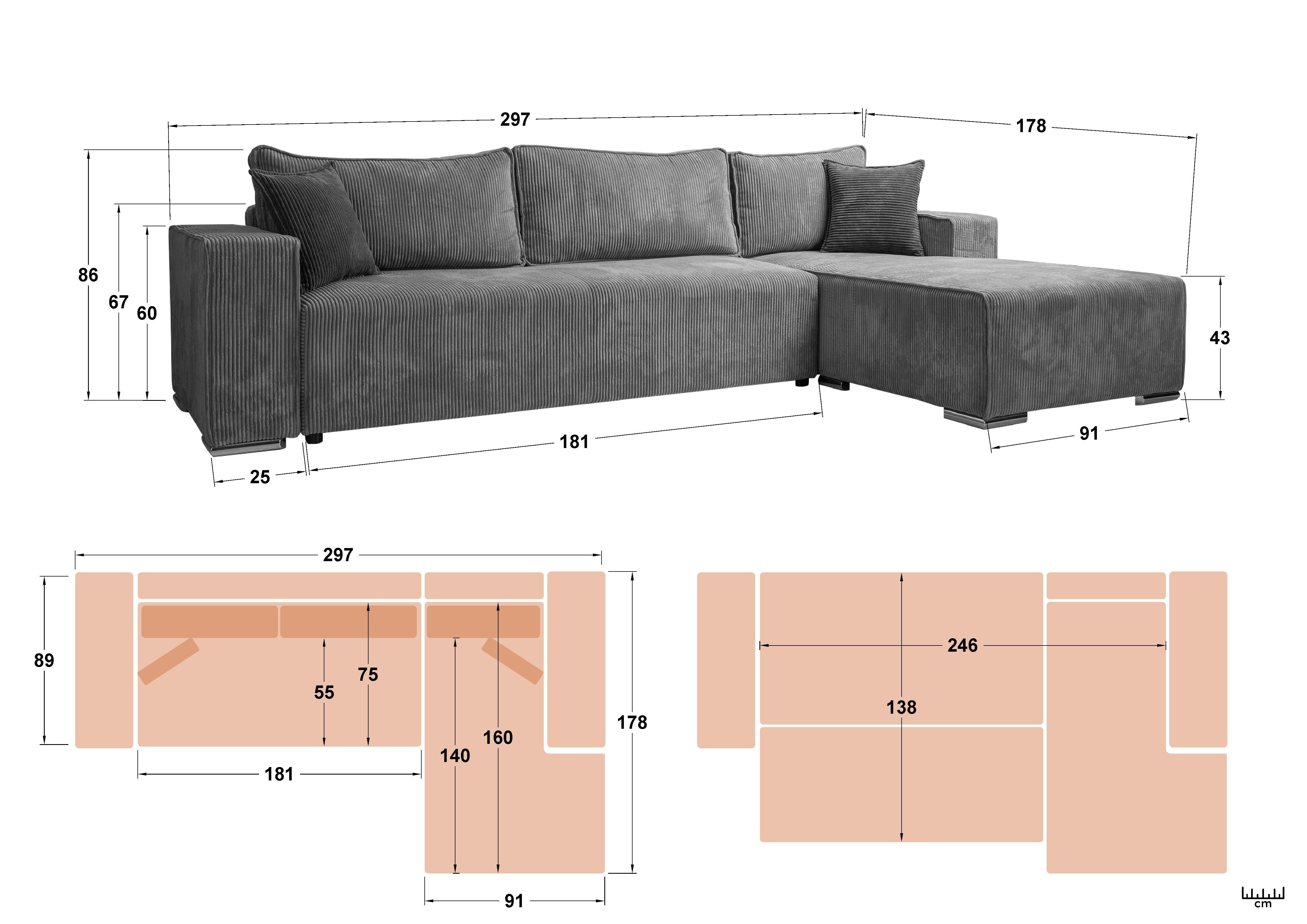 Coltar pentru living Felion, maro + bej  2