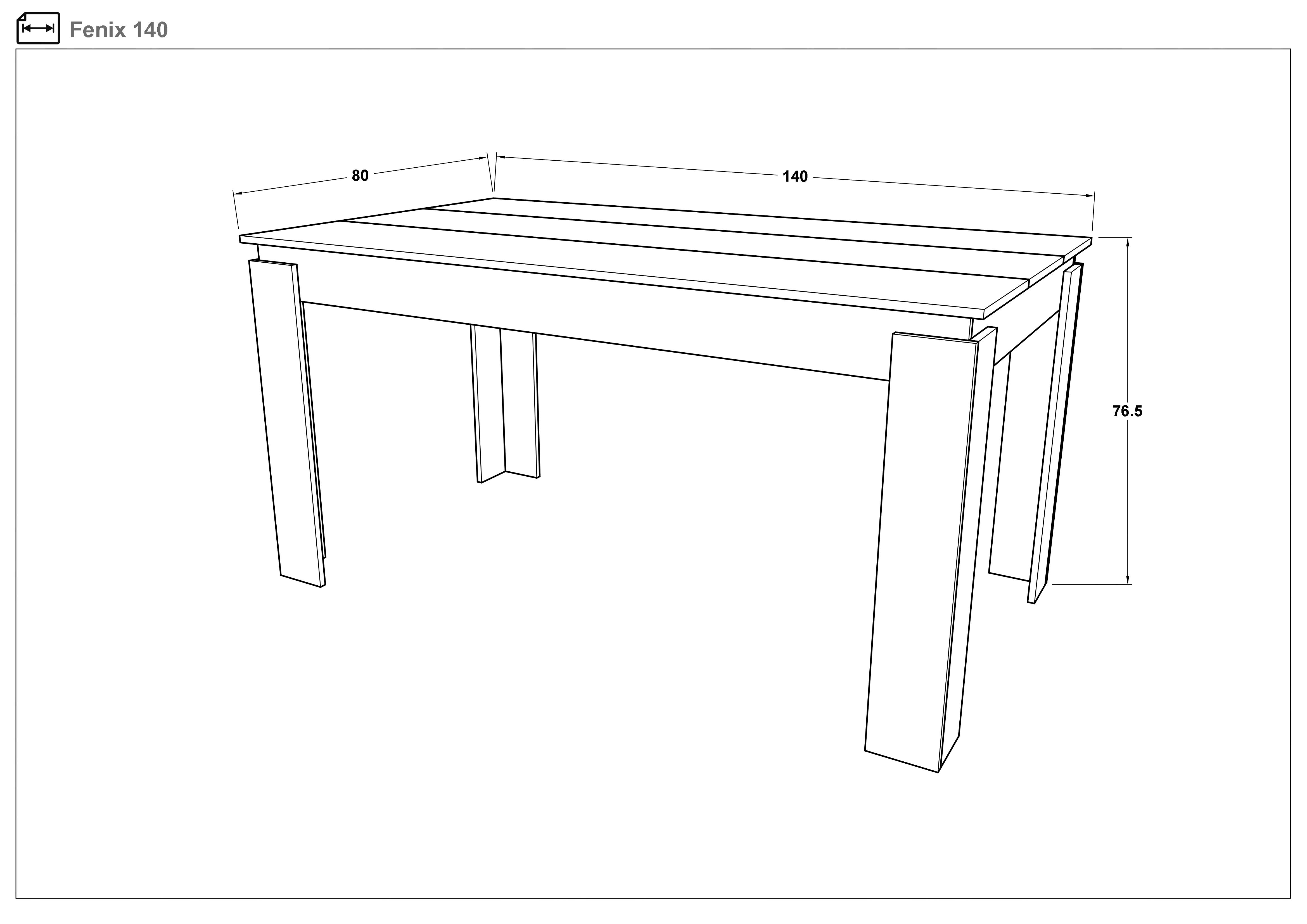 Masa dining Fenix 140, alb + negru lucios  2
