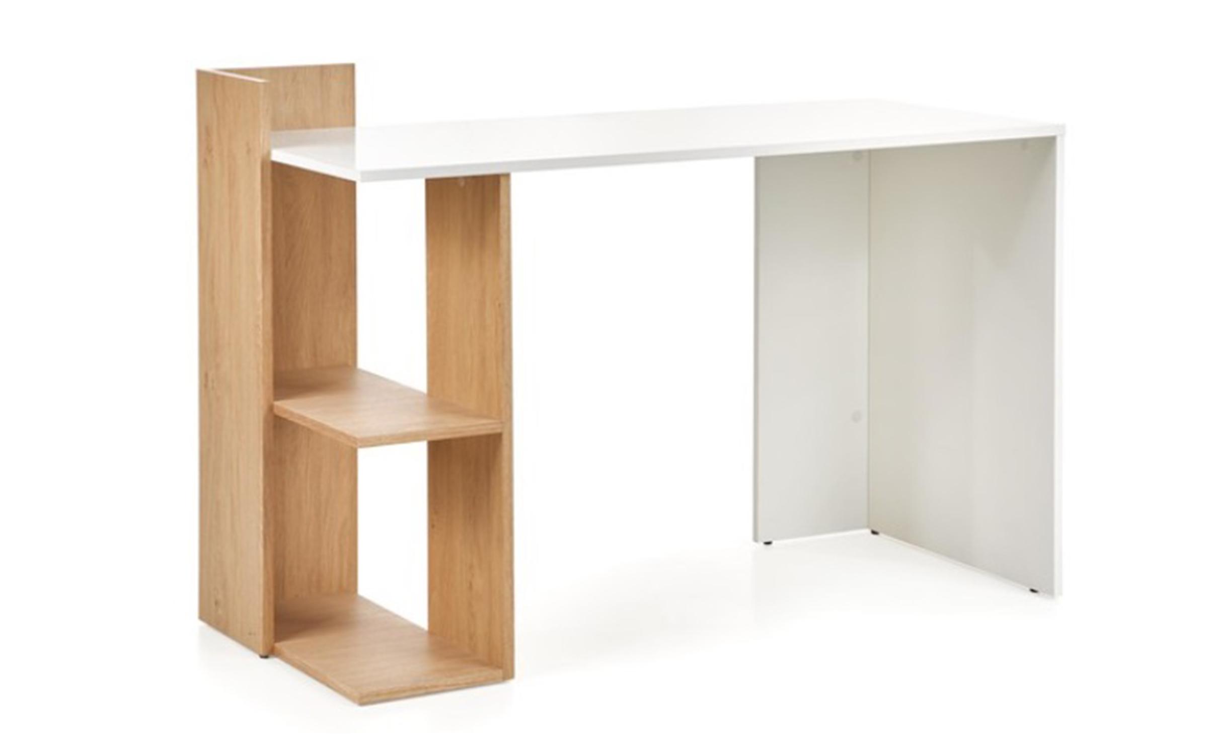 Birou + etajera Fermo, stejar craft auriu + alb  2