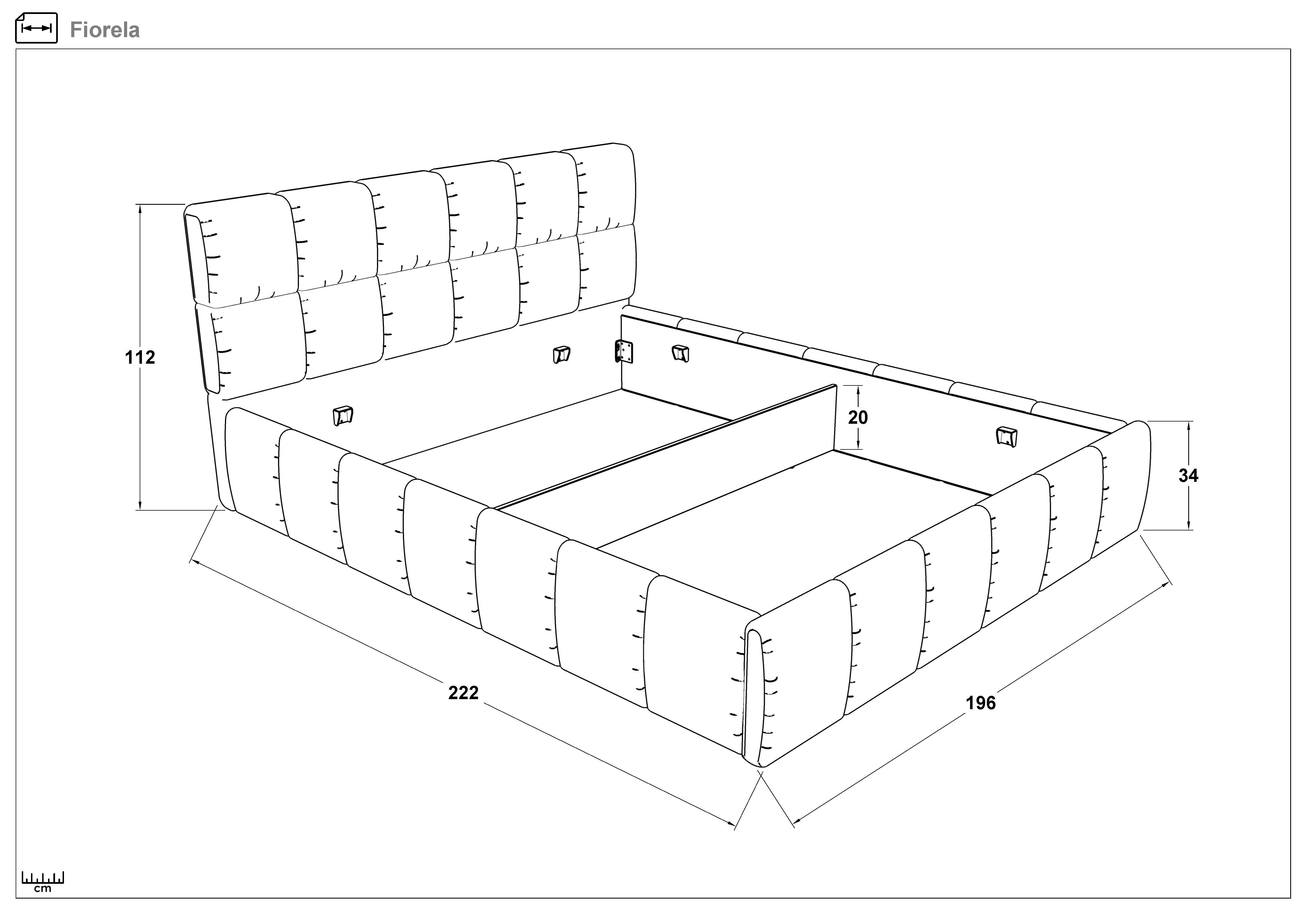 Двуспальная кровать с мягкой обивкой под матрас 180/200 Фиорелла, бежевый  2