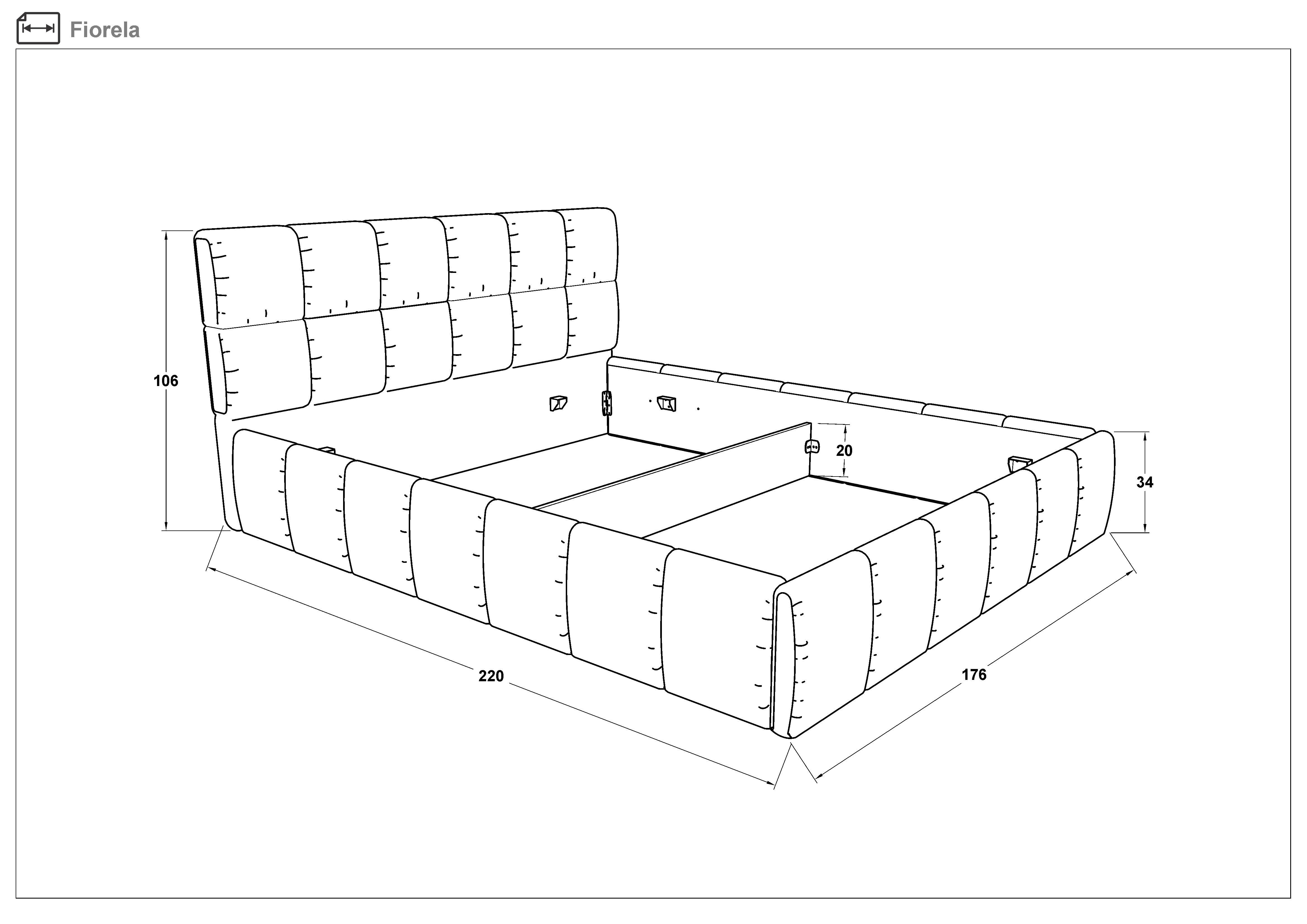Pat dublu tapitat 160/200 Fiorela, gri  2