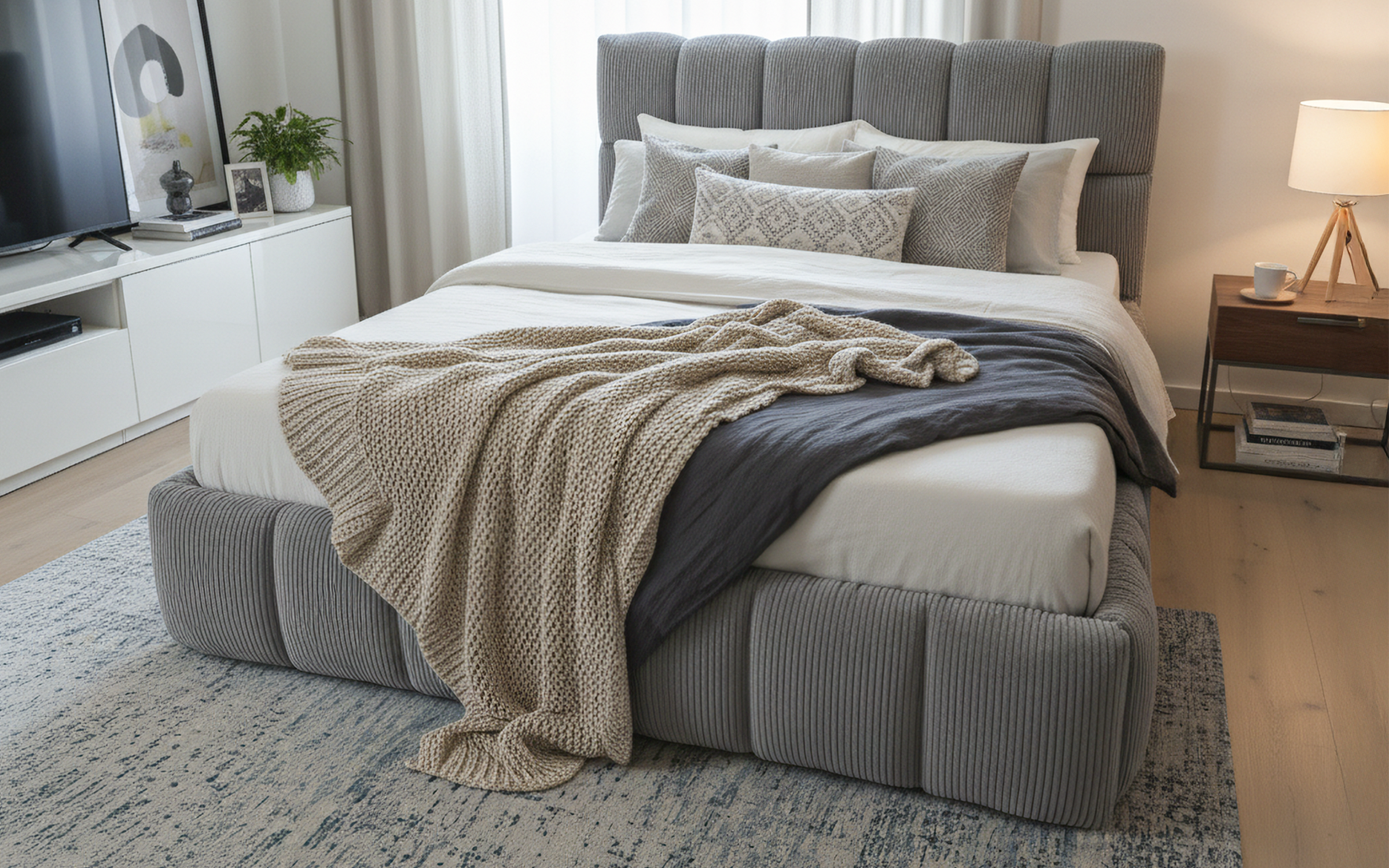 Pat dublu de lux 160/200 Fiorela Deluxe, gri  3