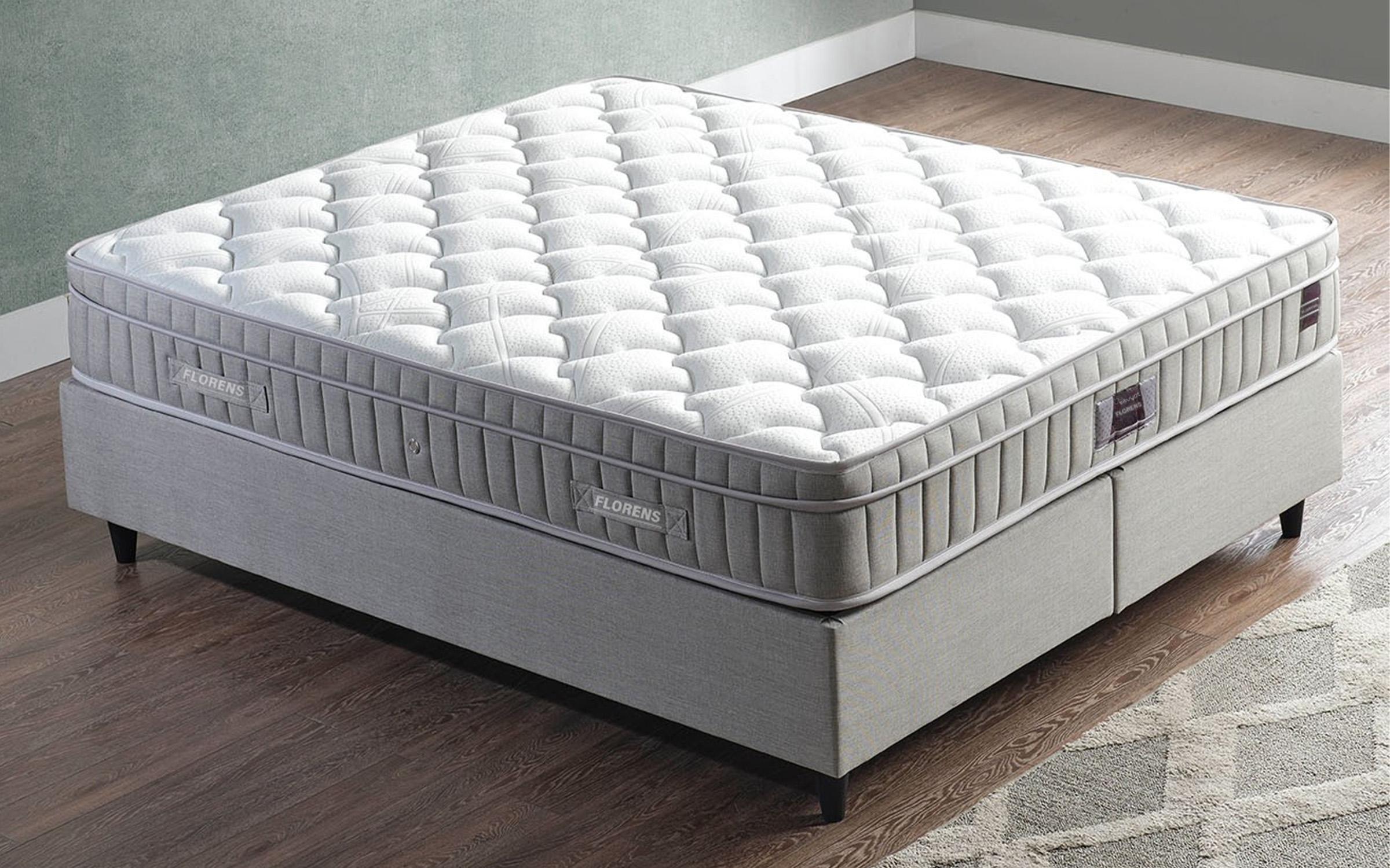 Pat dublu Boxspring 160/200 Florence + saltea, gri  6