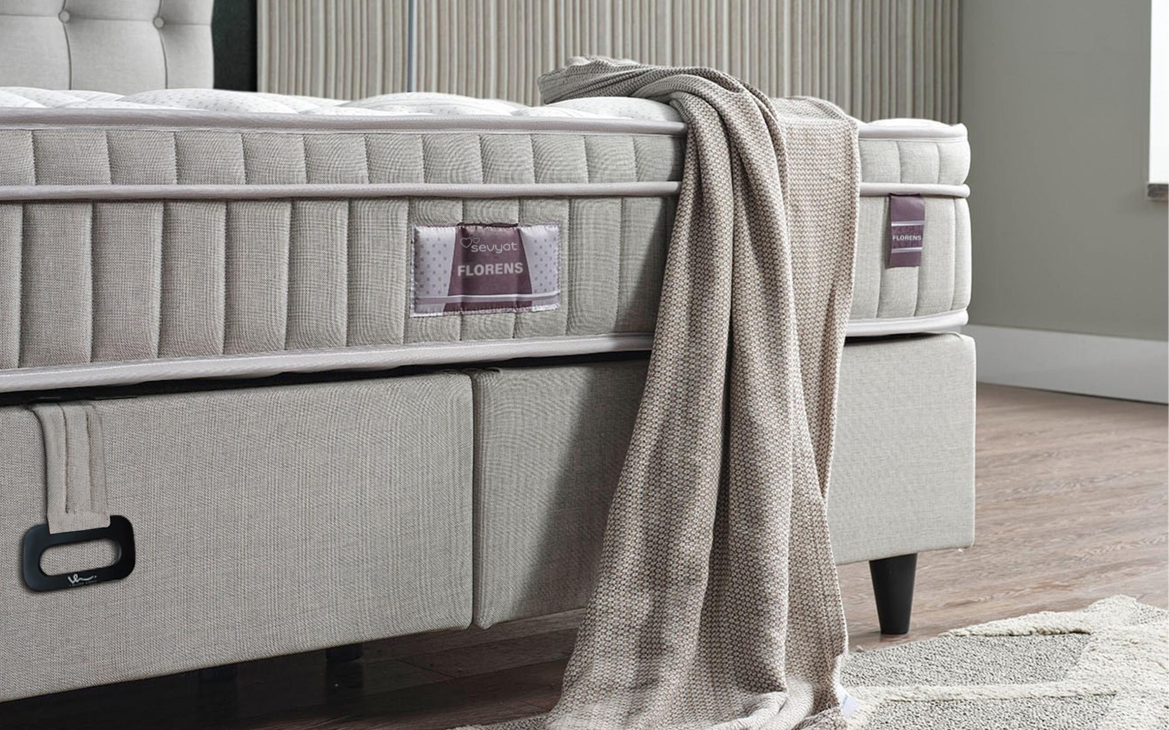 Pat dublu Boxspring 160/200 Florence + saltea, gri  11