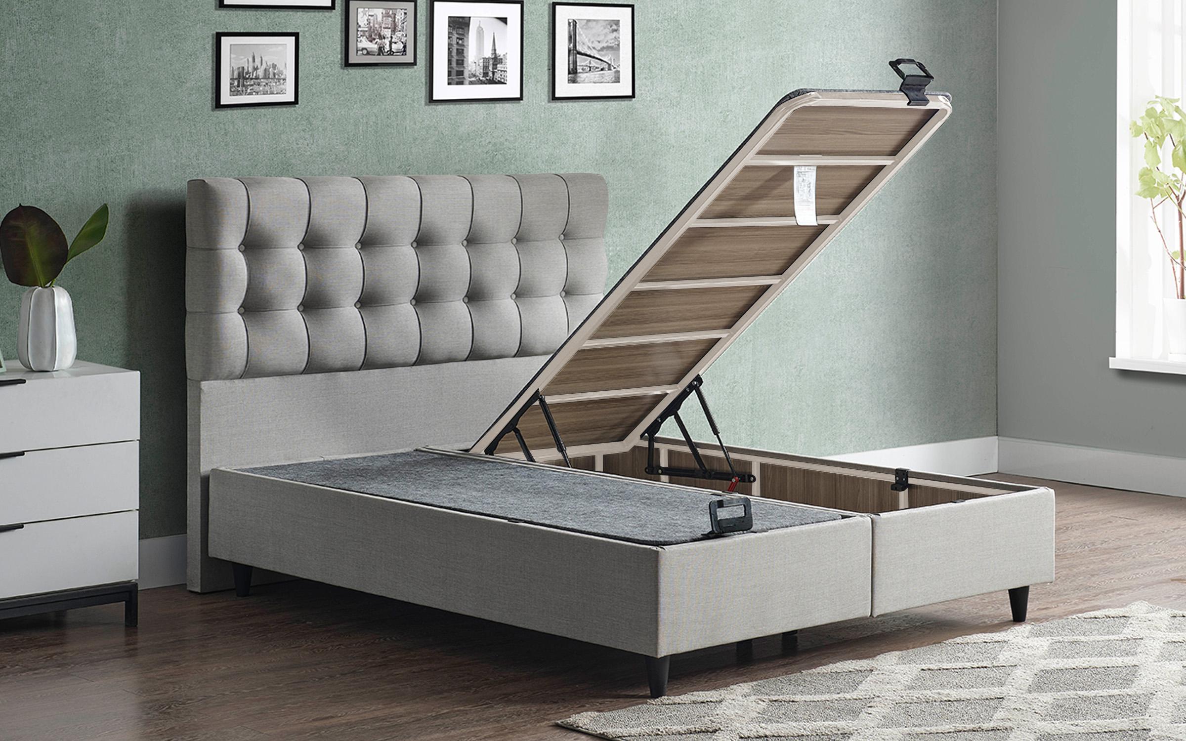 Pat dublu Boxspring 160/200 Florence + saltea, gri  5