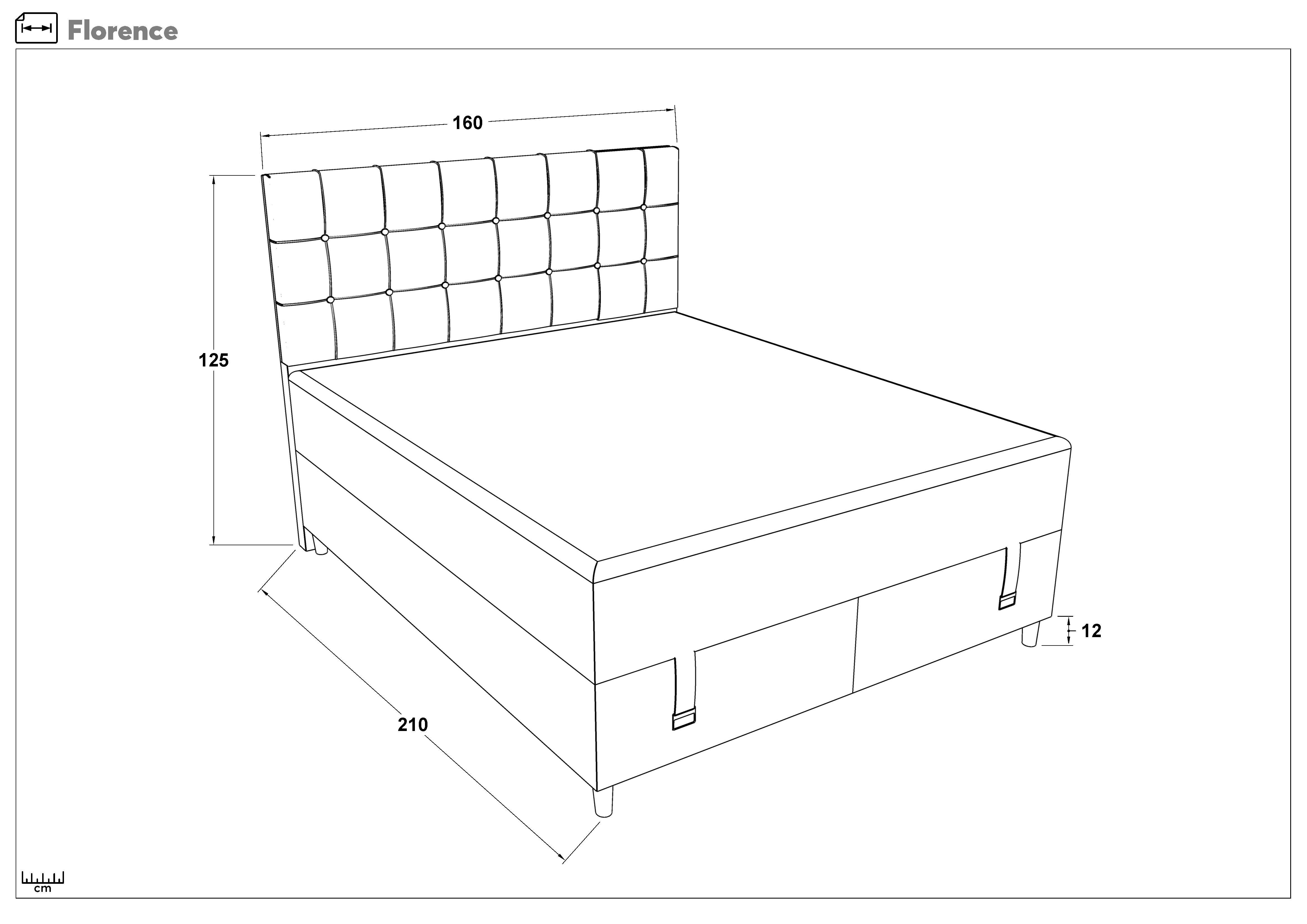 Pat dublu Boxspring 160/200 Florence + saltea, gri  2