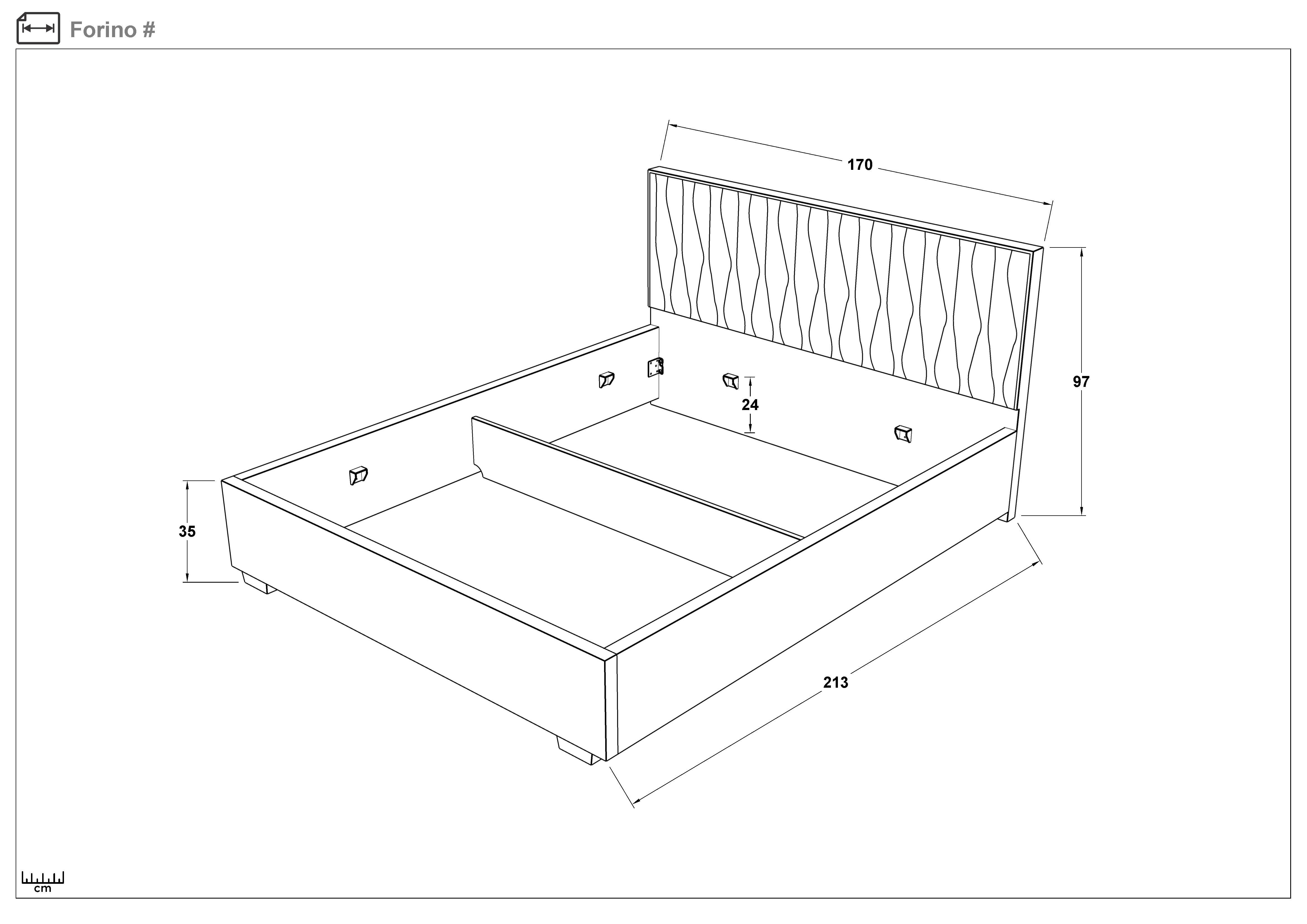 Pat dublu tapitat 160/200 Forino, gri  2