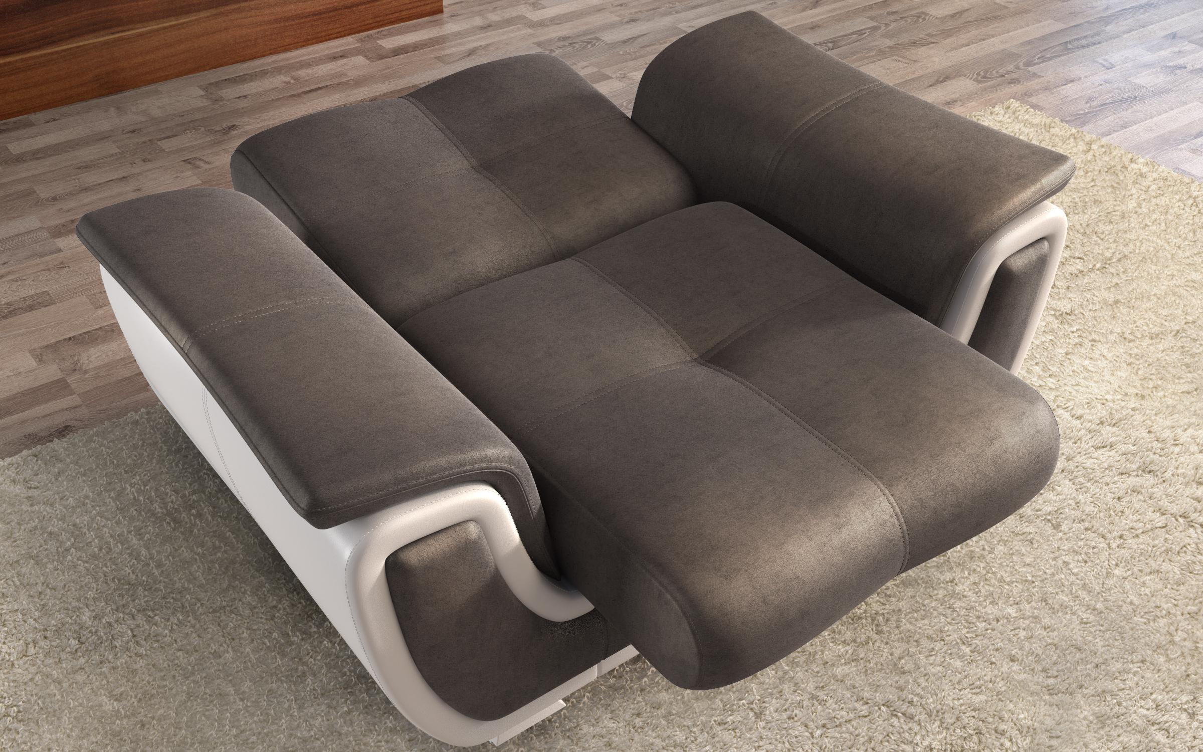 Fotoliu + mecanism click-clack Princess II, maro inchis + piele alba  4