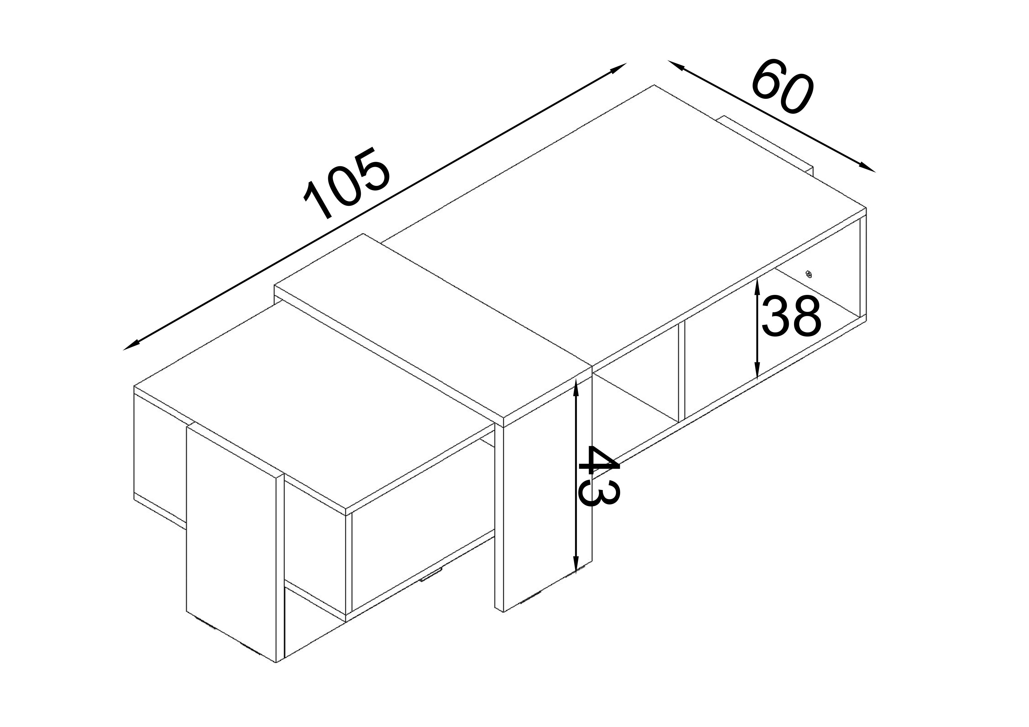 Masuta de cafea Niro, stejar craft tabacco + negru mat  2