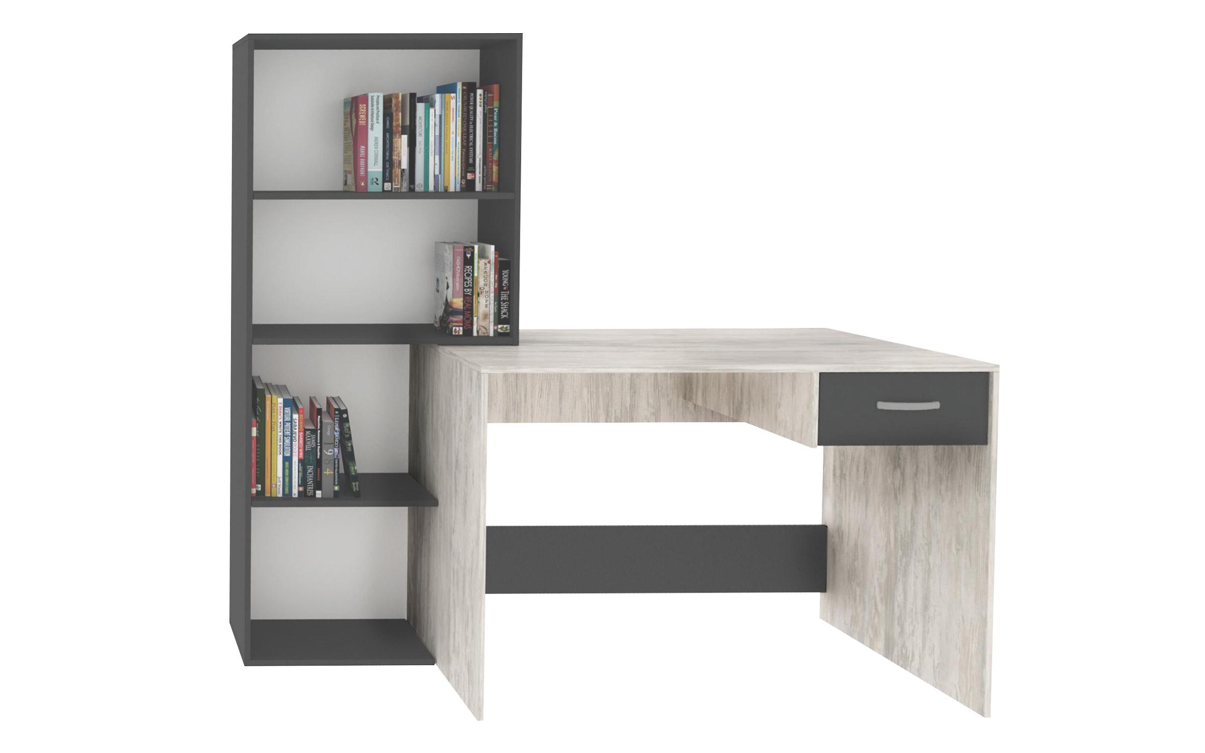 Birou cu etajera Maloun, alb + antracit  1