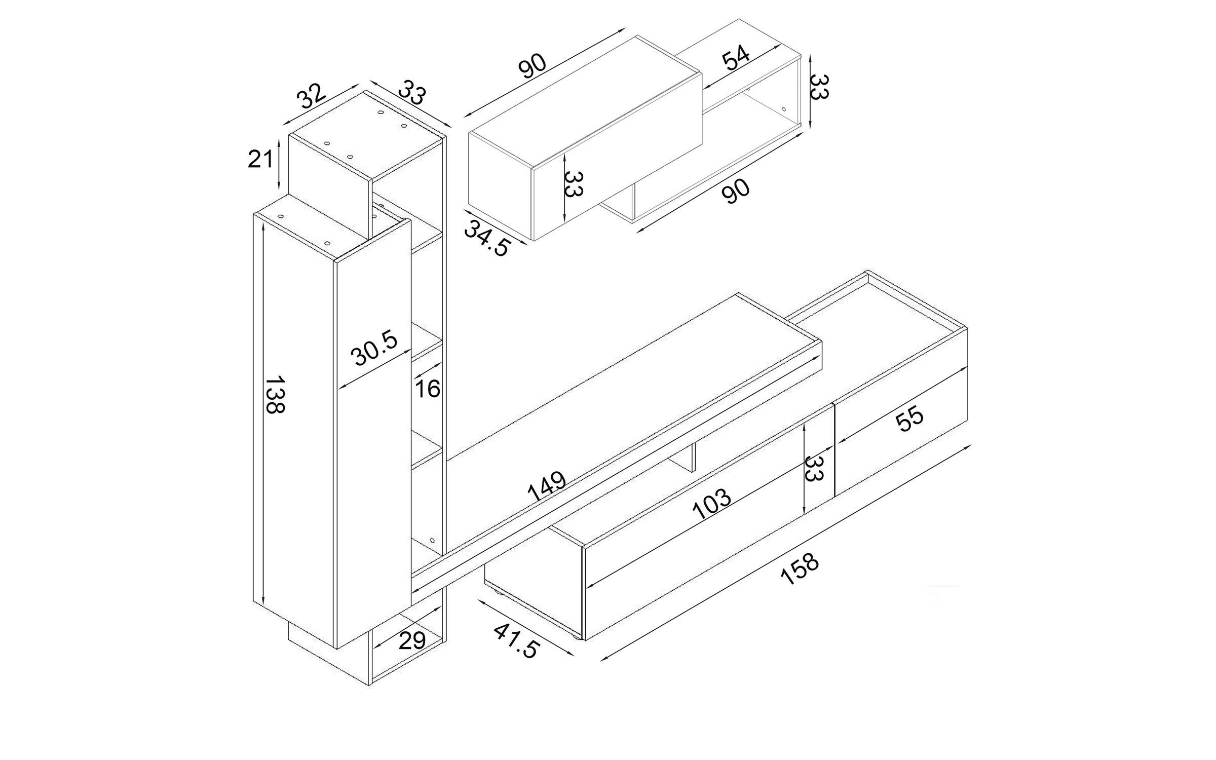 Biblioteca Aversa, stejar honey + antracit + verde  2