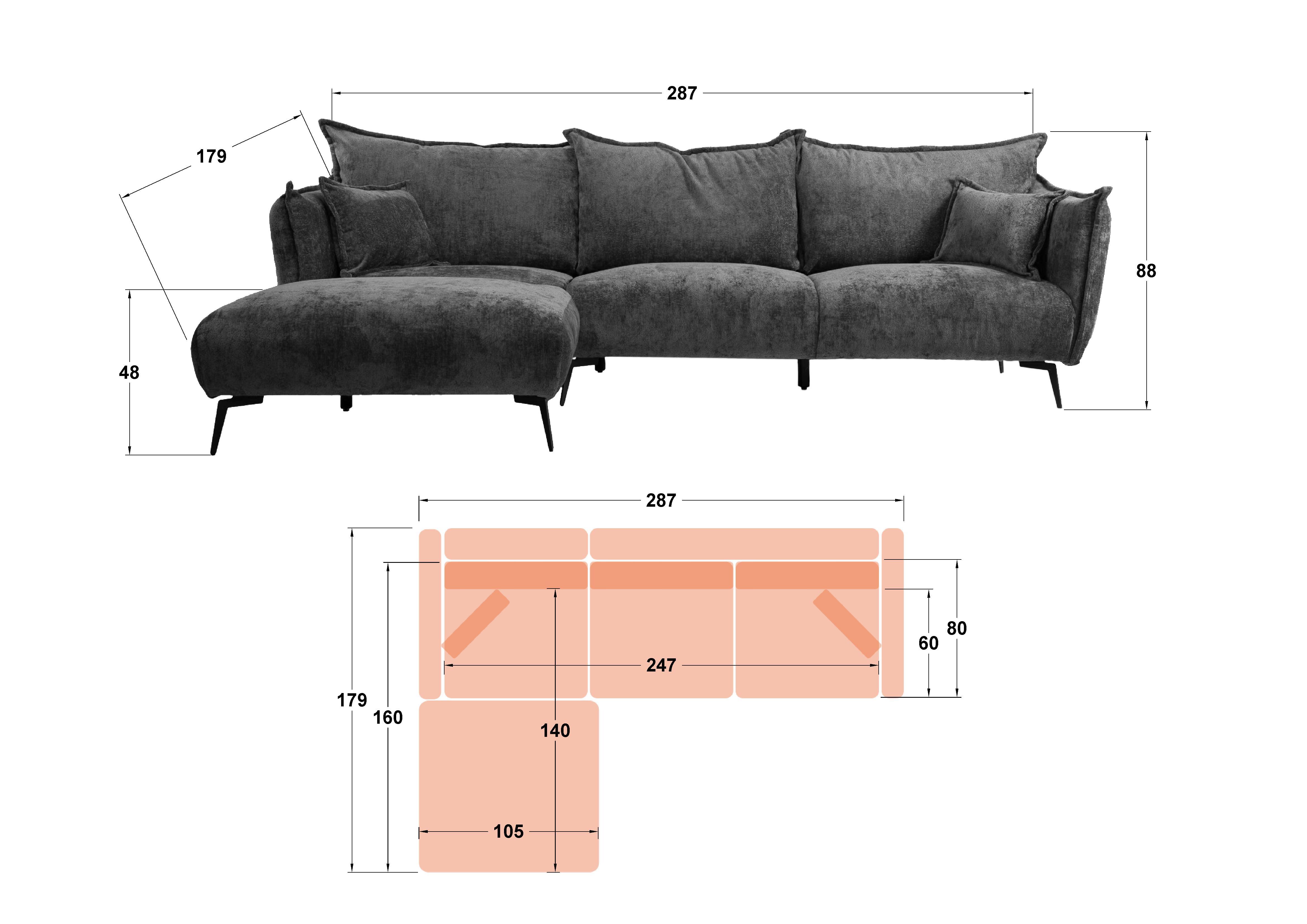 Угловой диван Гала, оранжевый  2
