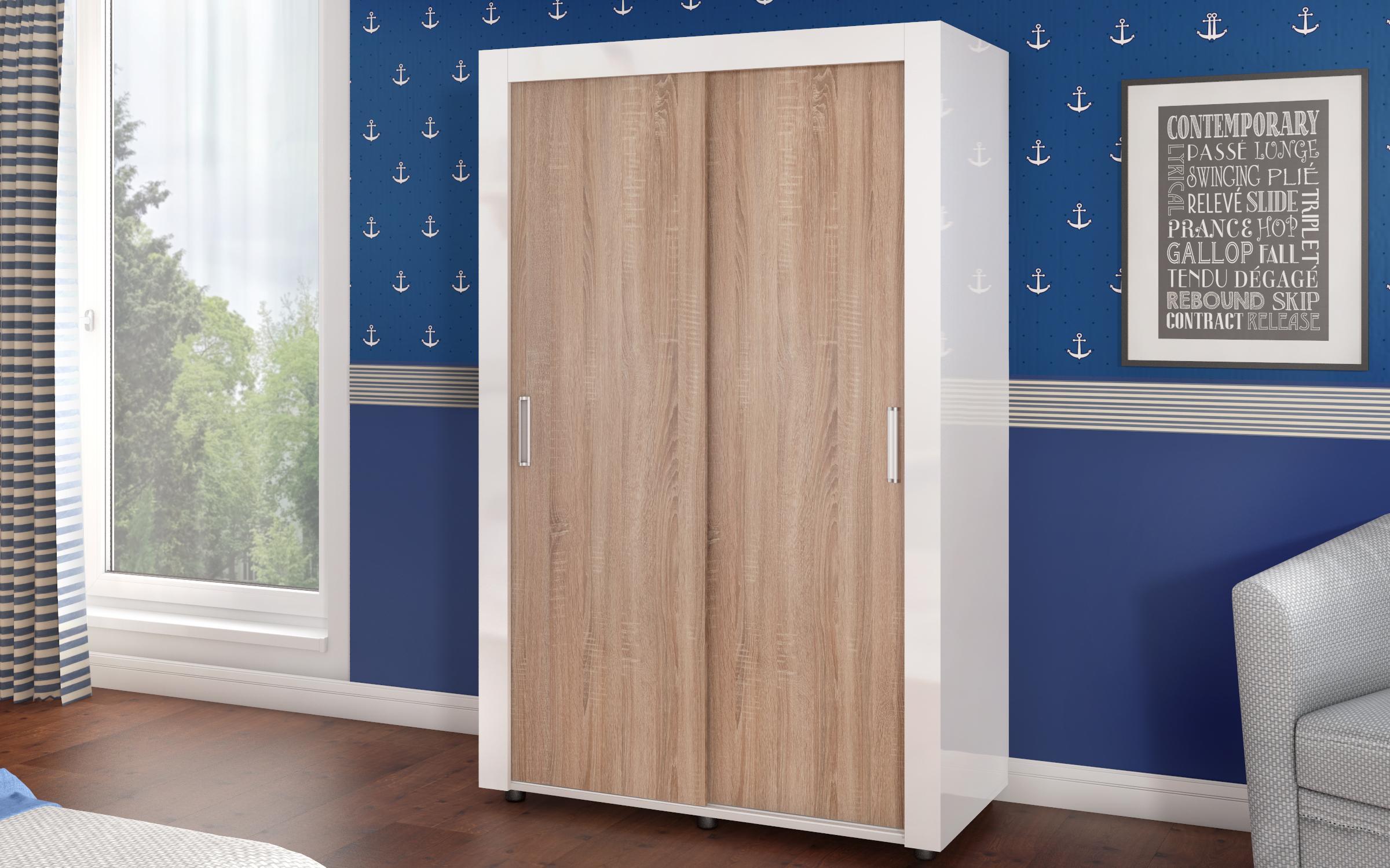 Dulap cu usi glisante Arkon S, stejar sonoma + alb lucios  1