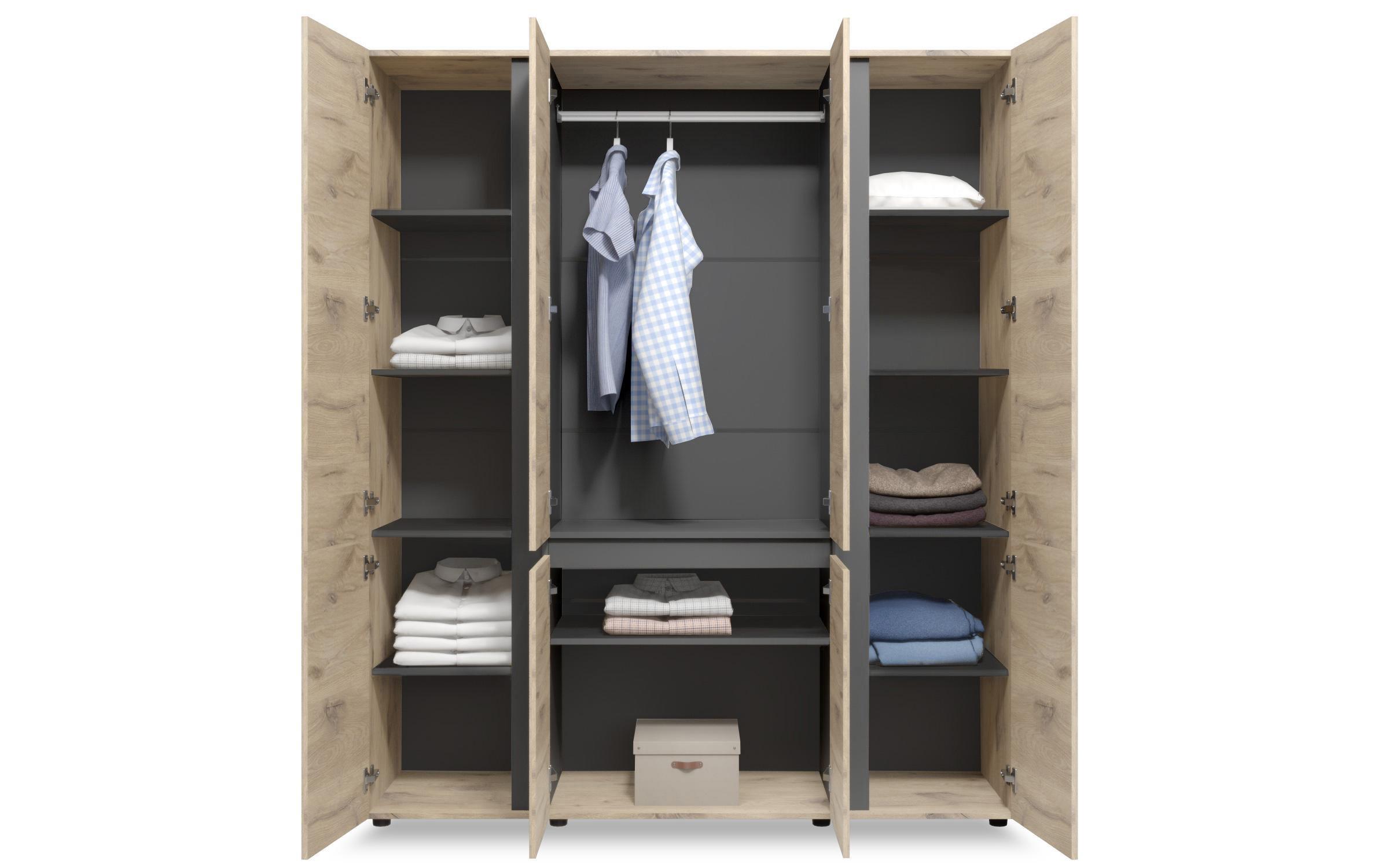 Dulap Omonia, stejar scandinav deschis + antracit mat  2