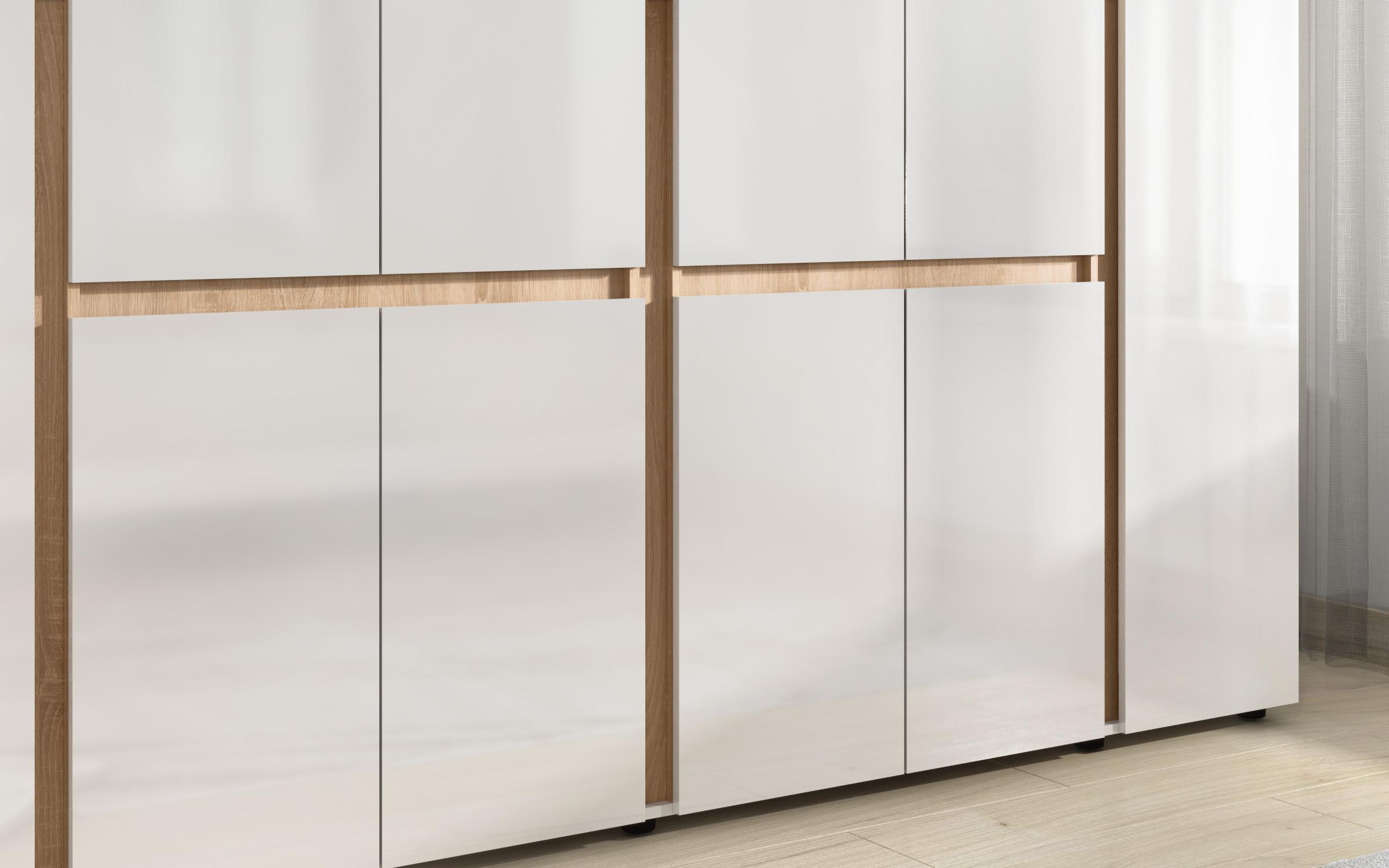 Dulap Omonia XL, alb lucios + stejar sonoma  2