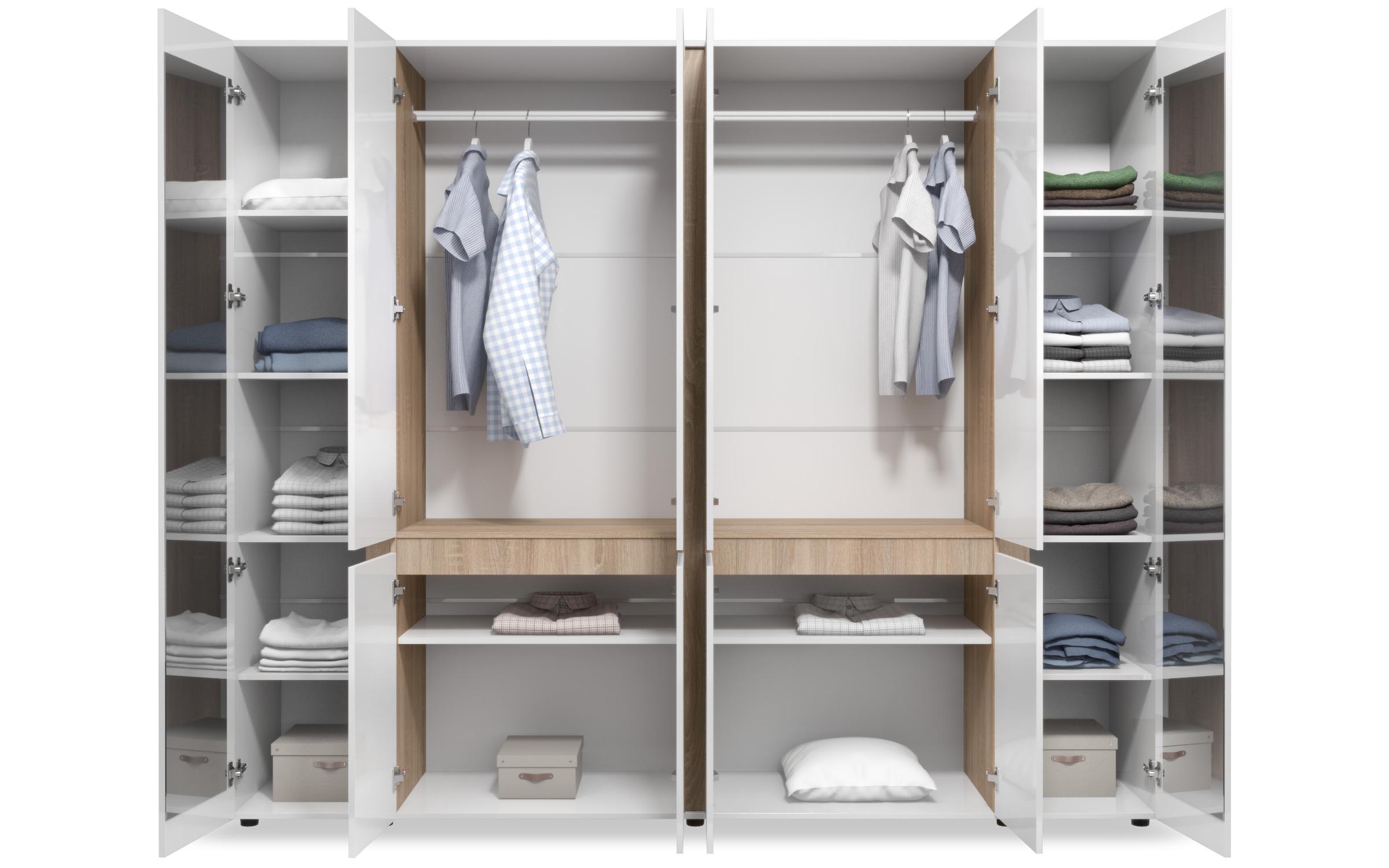 Dulap Omonia XL, alb lucios + stejar sonoma  2