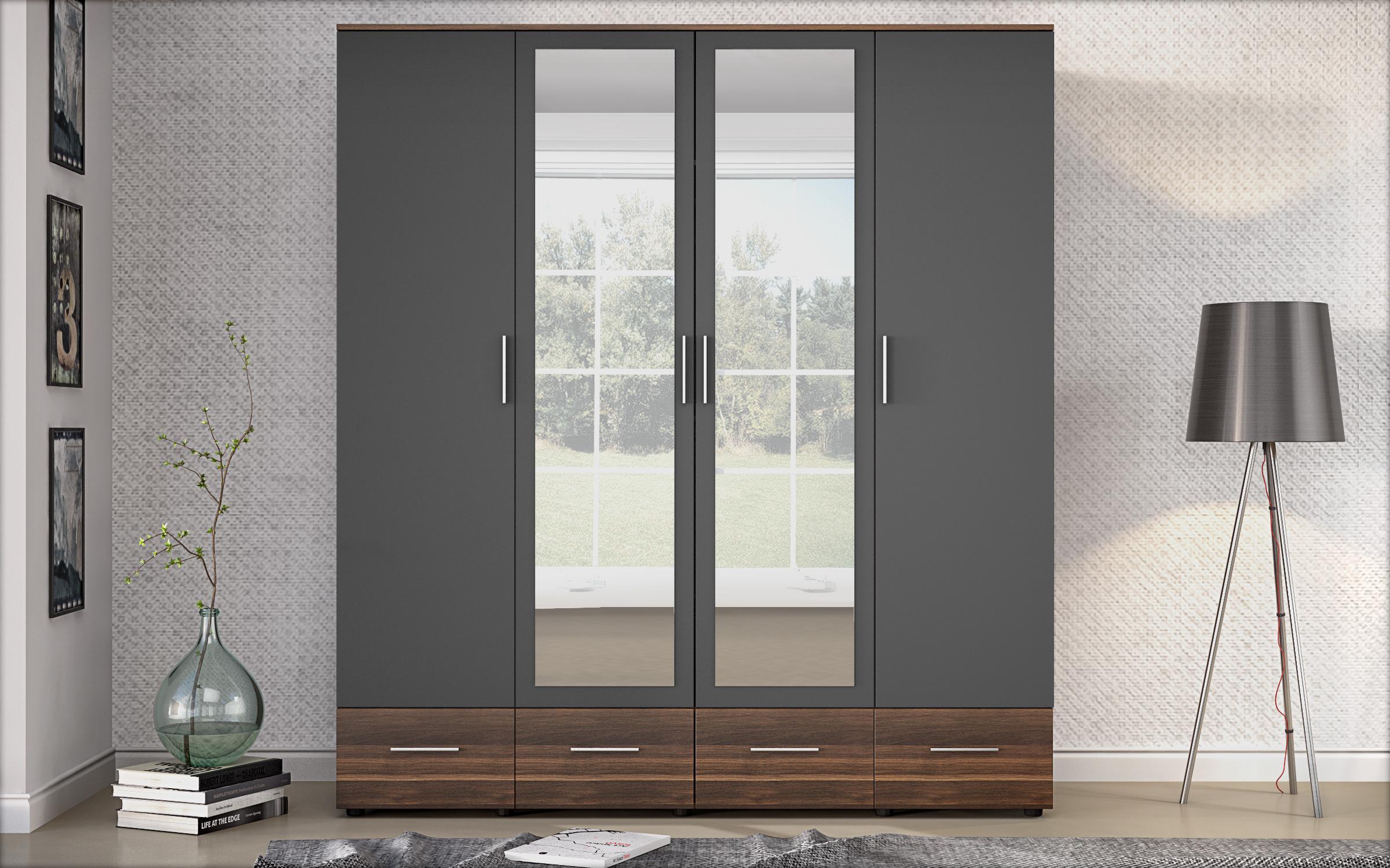 Dulap cu patru usi Select, antracit mat + nuc  2