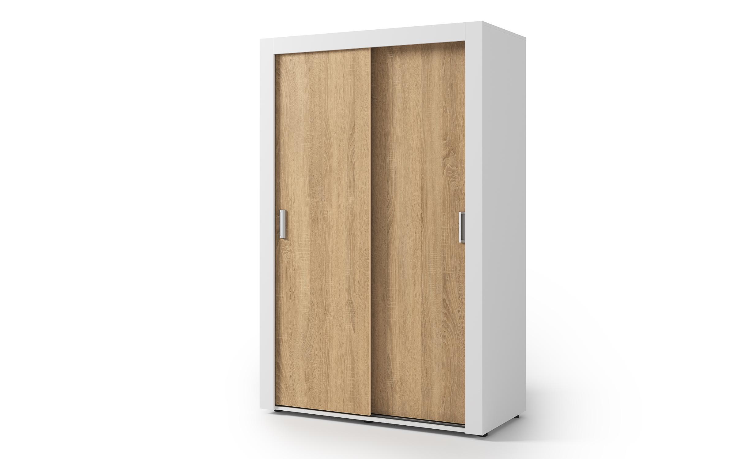 Dulap cu bara pentru umerase si rafturi Nemo 2, alb + stejar sonoma  3