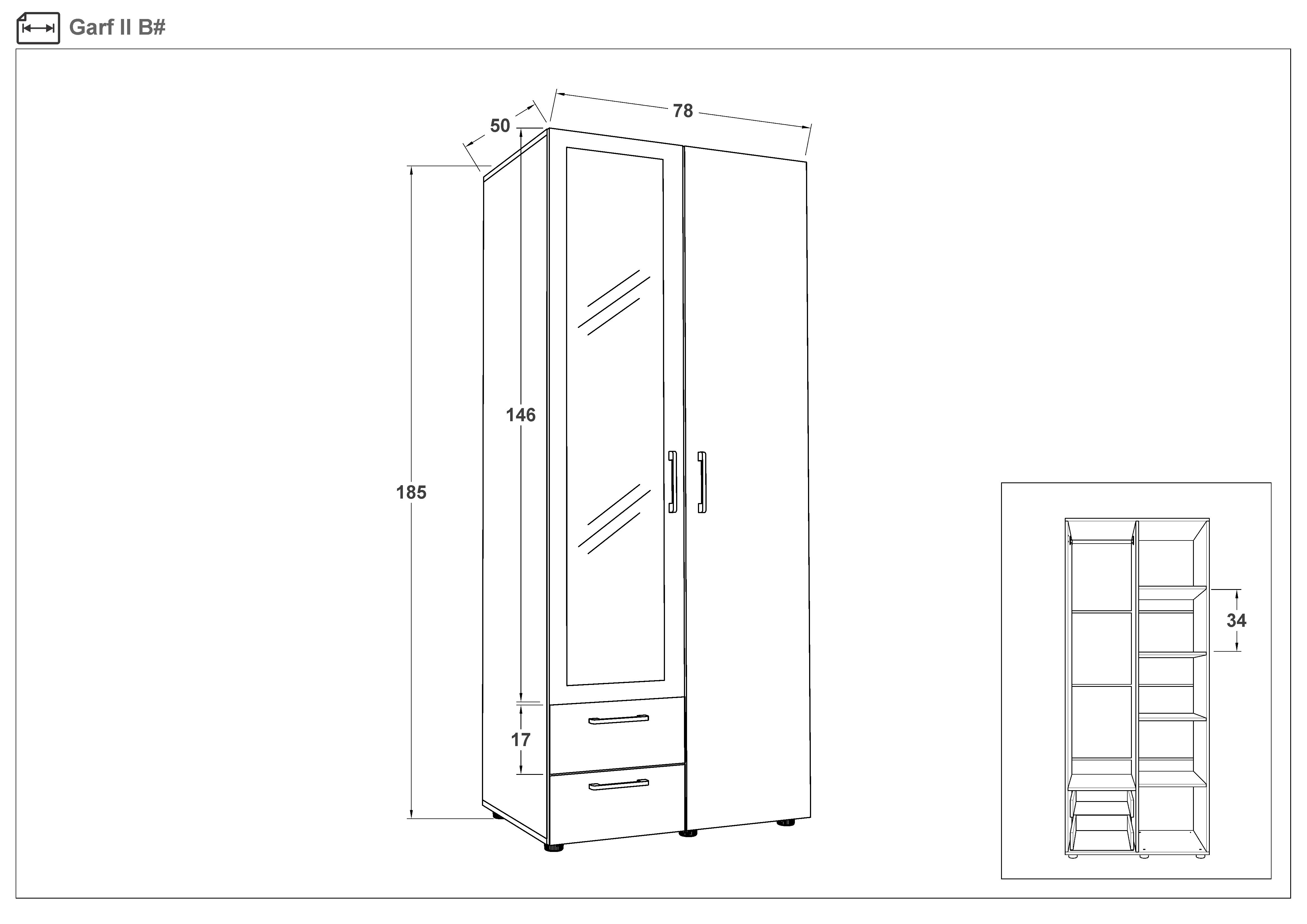 Dulap Garf, stejar evoc + antracit mat  2