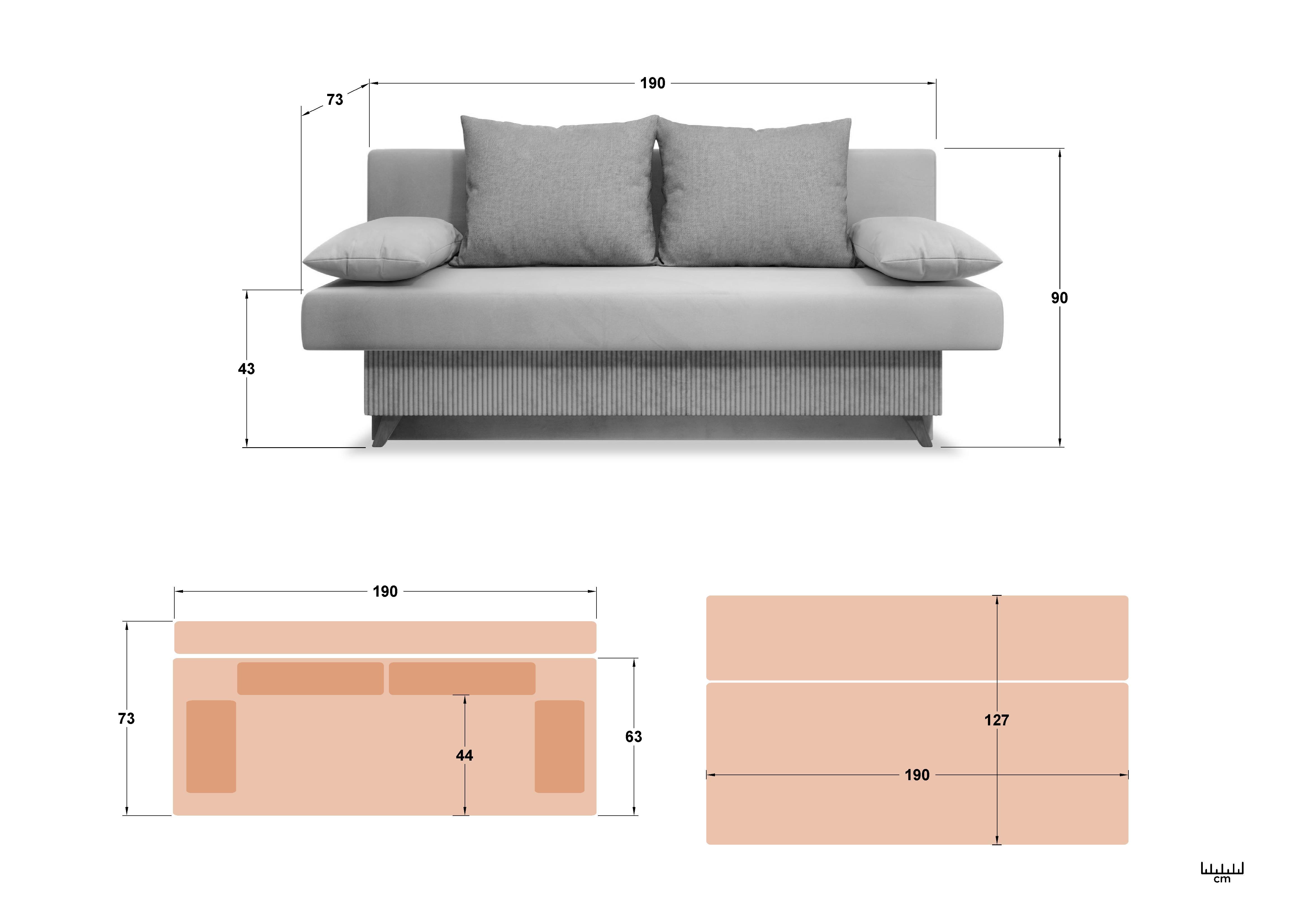 Canapea extensibila Garson, ivory + maro  2