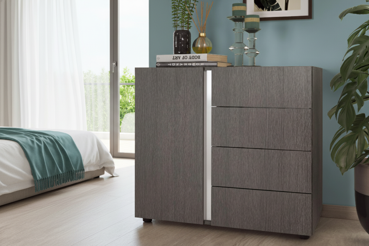 Comoda Adora, stejar antracit + alb lucios  1