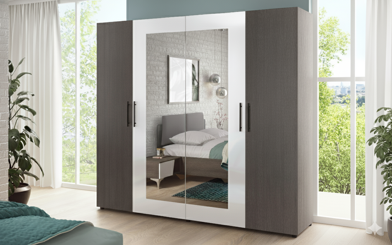 Dulap Adora, stejar antracit + alb lucios  1