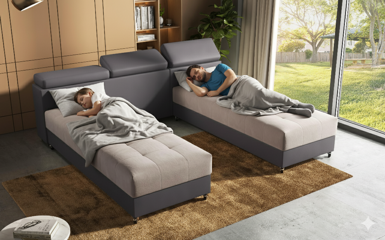 Угловой диван для гостиной Галанс, бежевый + серо-коричневый  3