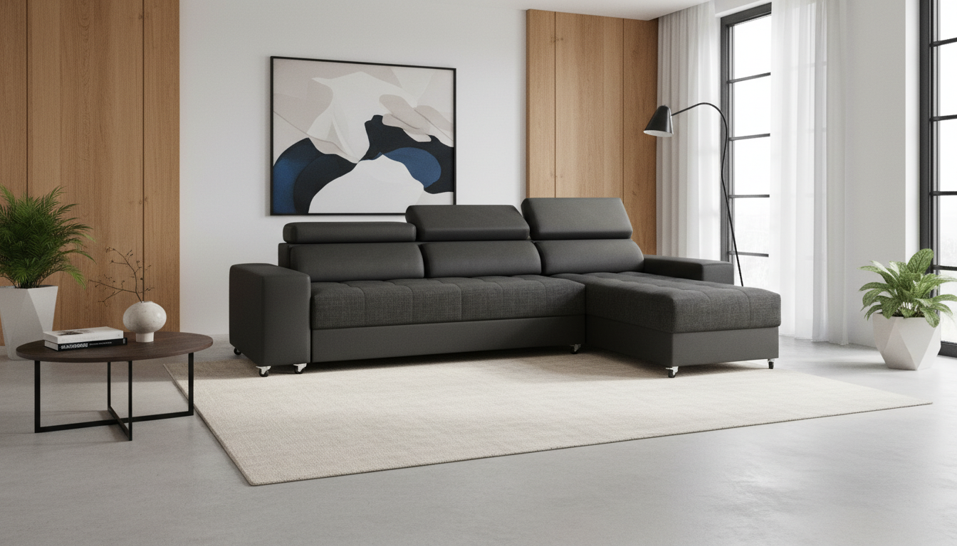 Coltar pentru living Galans Nova, gri inchis + negru  3