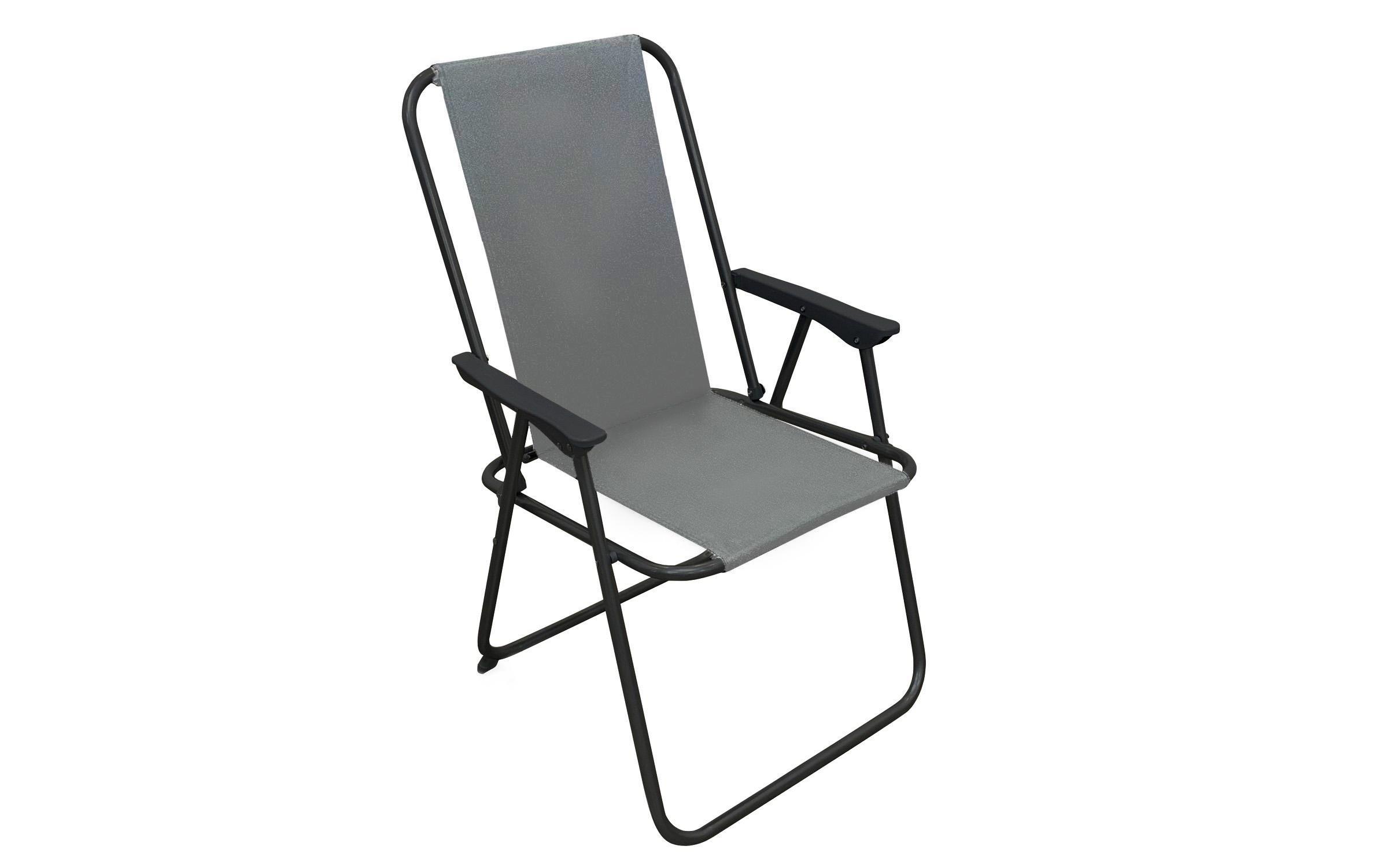Scaun de gradina Poko /pliabil/, baza neagra + stofa gri  1