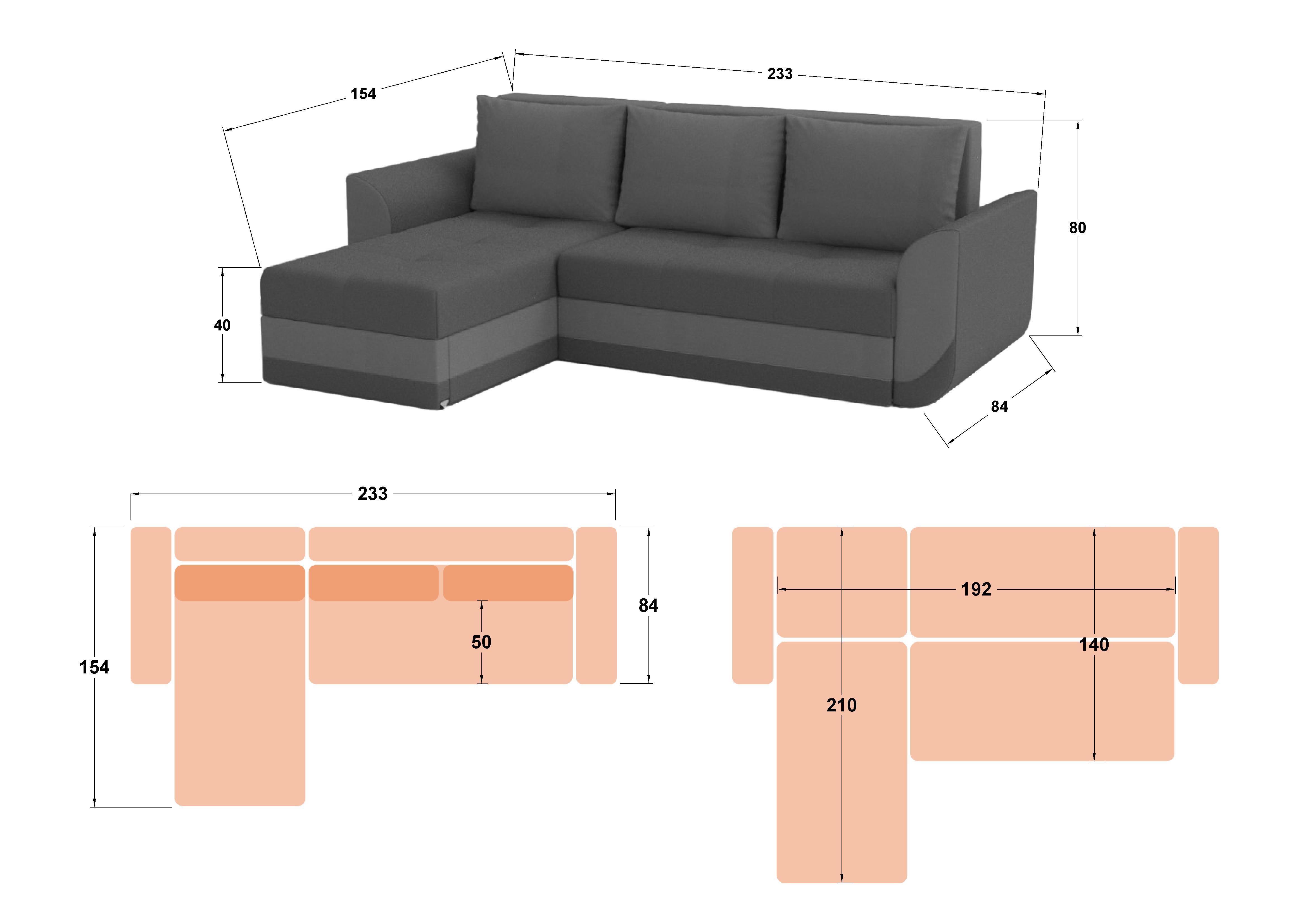 Coltar extensibil Hilton, gri + bej deschis  2