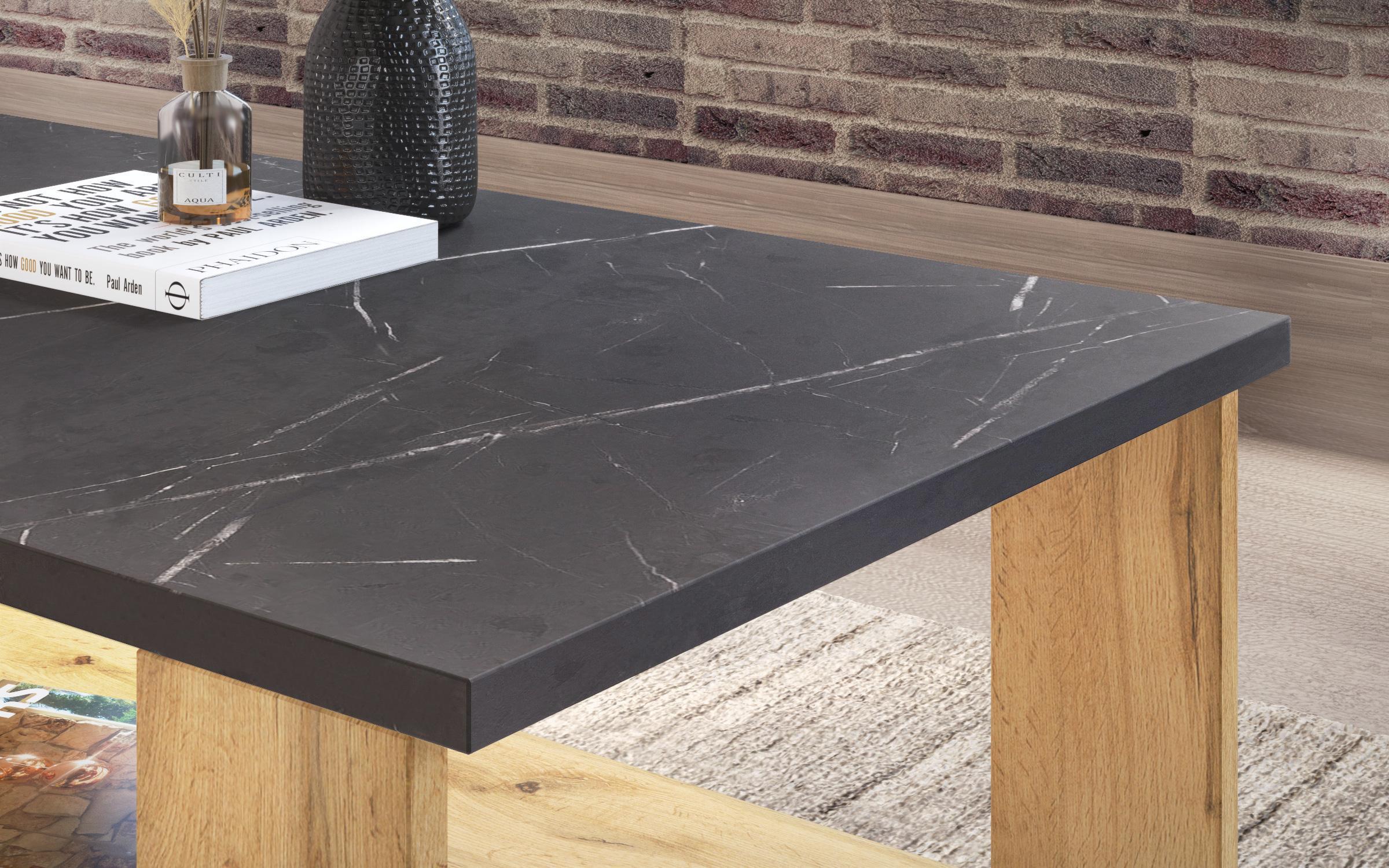 Masuta de cafea Nesta, stejar wotan + decor marmura Tunis  5