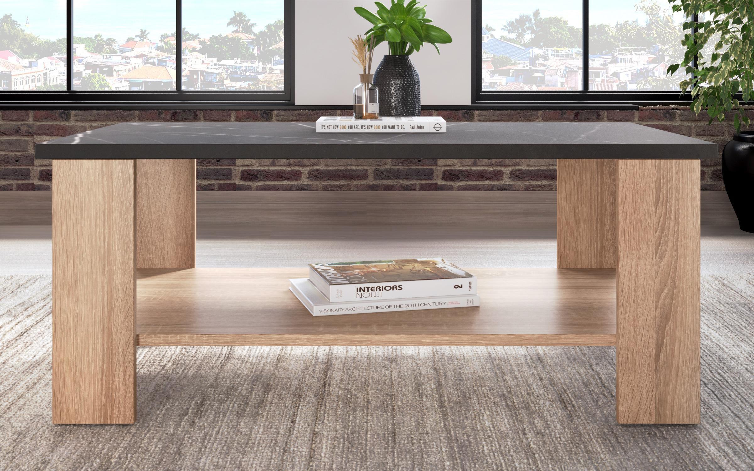 Masuta de cafea Nesta, stejar sonoma + decor marmura Tunis  3