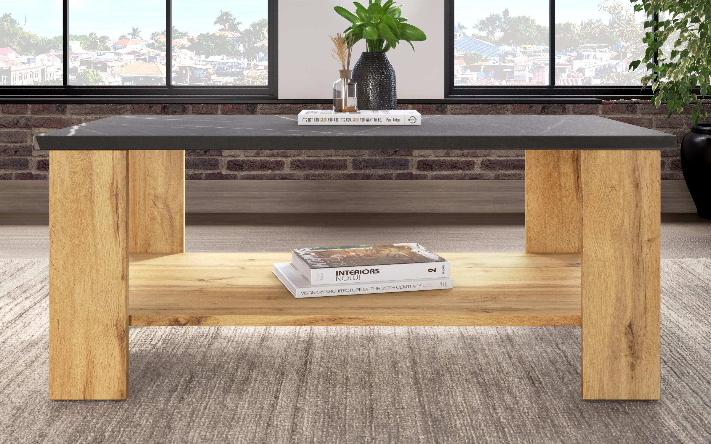 Masuta de cafea Nesta, stejar wotan + decor marmura Tunis  3