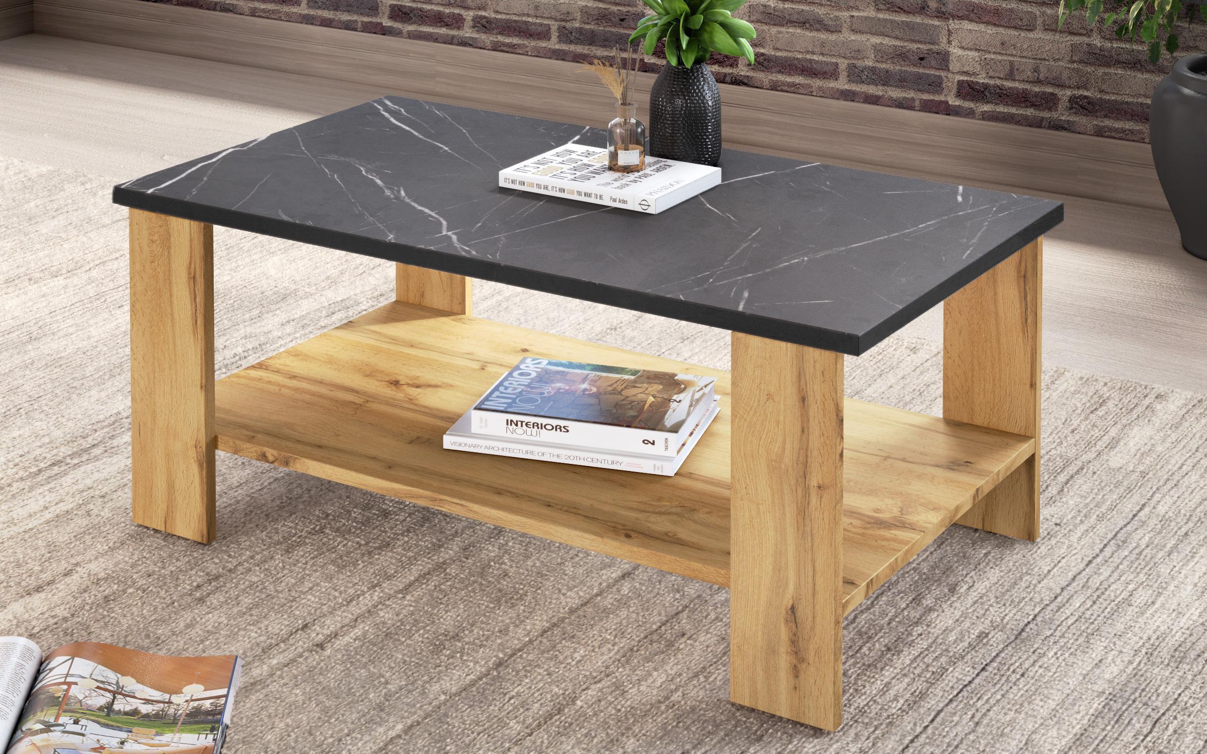 Masuta de cafea Nesta, stejar wotan + decor marmura Tunis  4