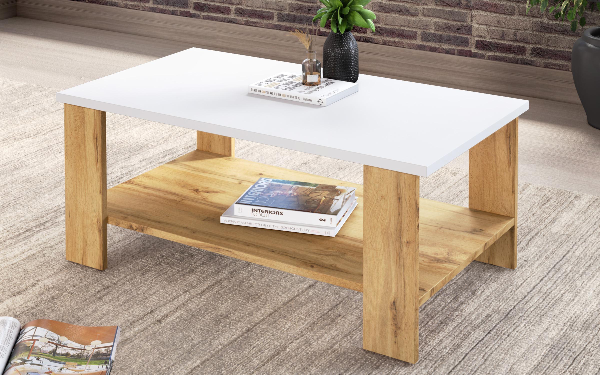 Masuta de cafea Nesta, stejar wotan + alb  4