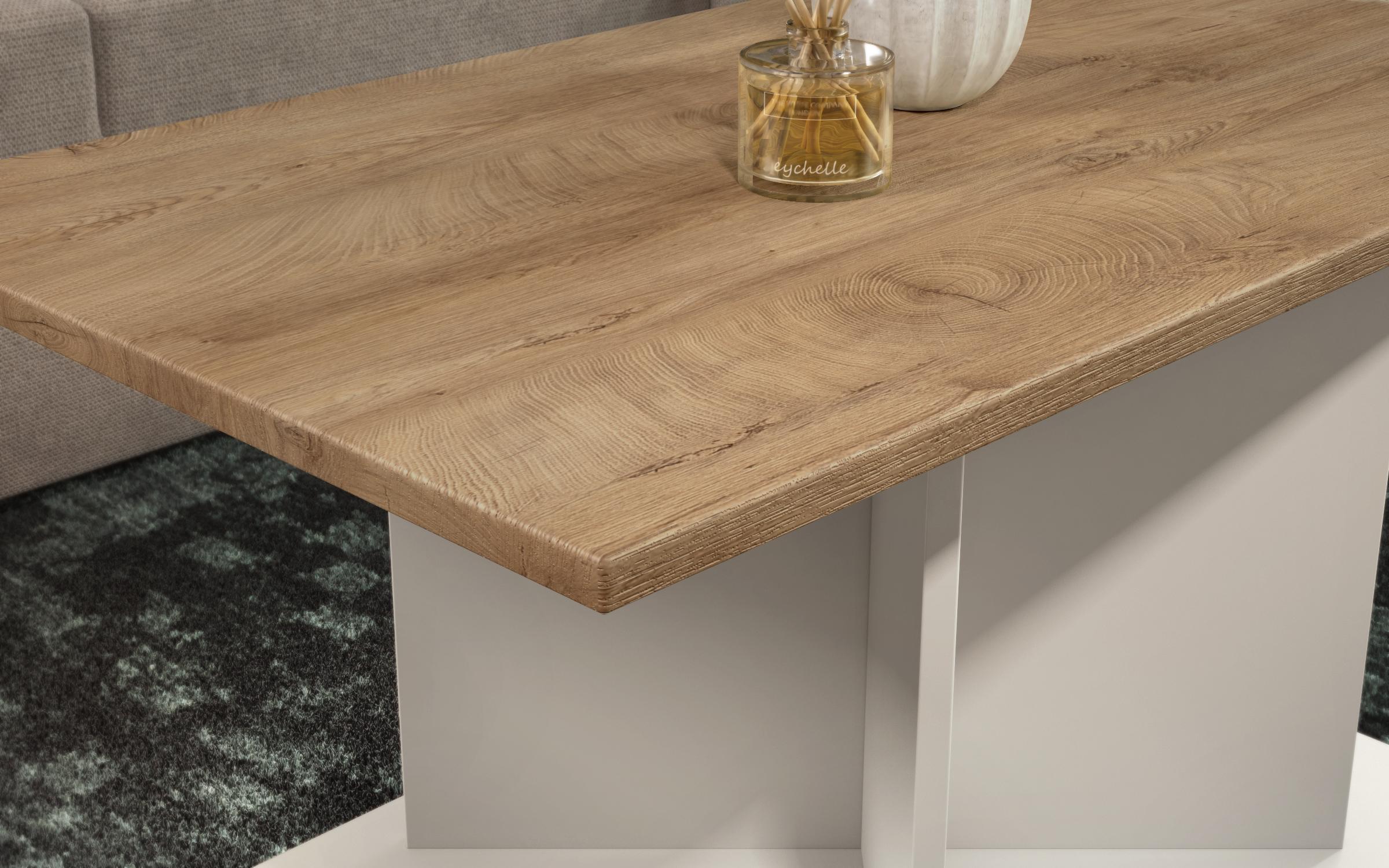 Masuta de cafea + MDF Aurea L, nisipiu mat + stejar classic  2