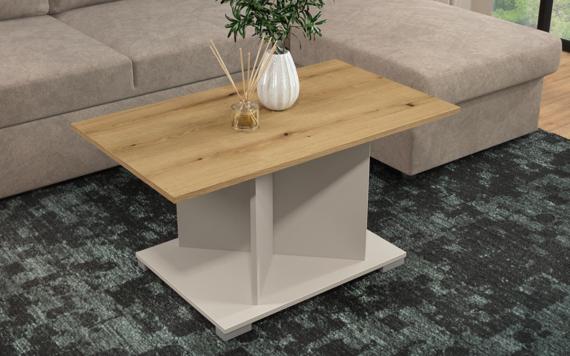 Masuta de cafea Aurea L, nisipiu mat + stejar evoc  2