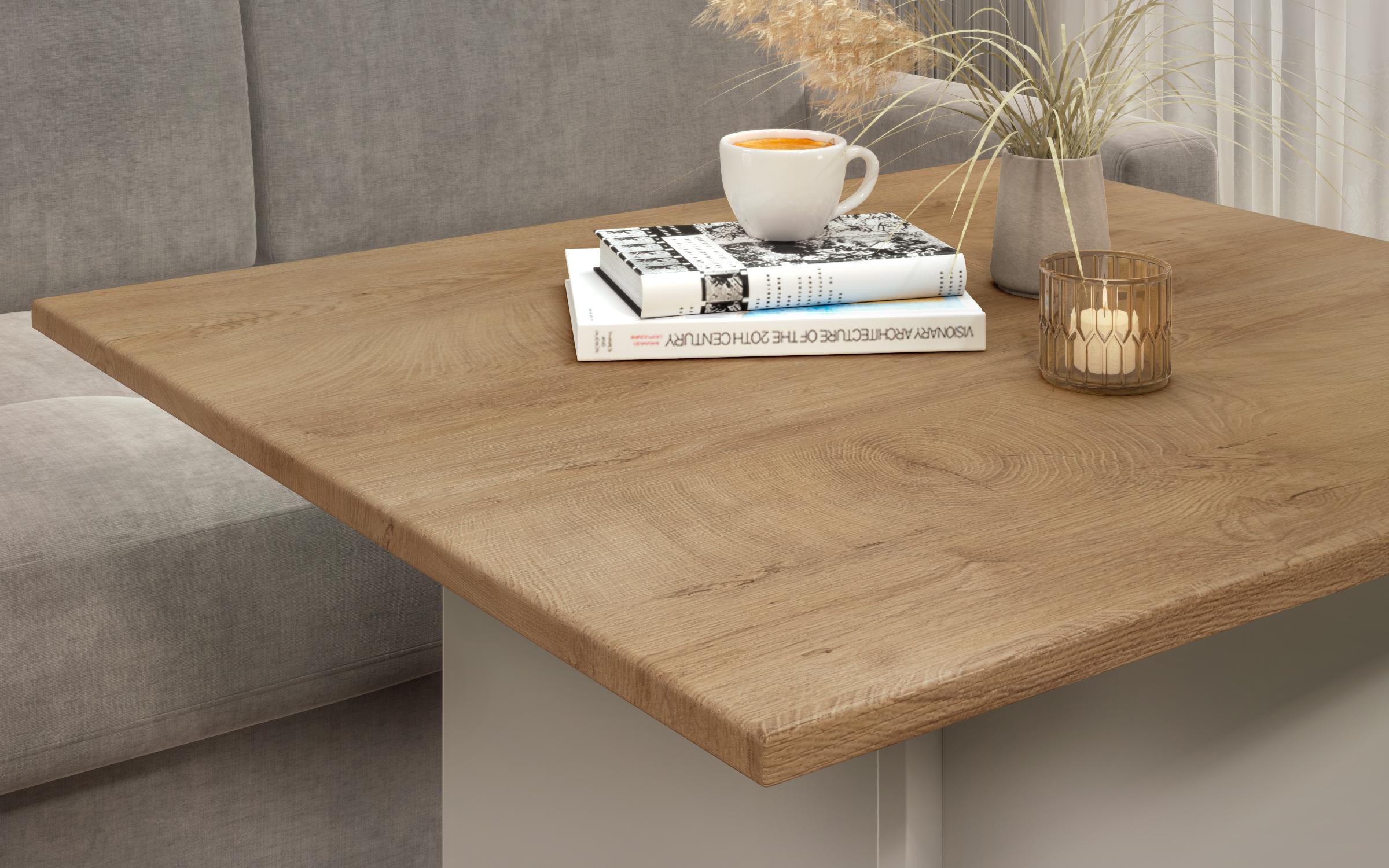 Masuta de cafea Aurea XL + MDF, nisipiu mat + stejar classic  3