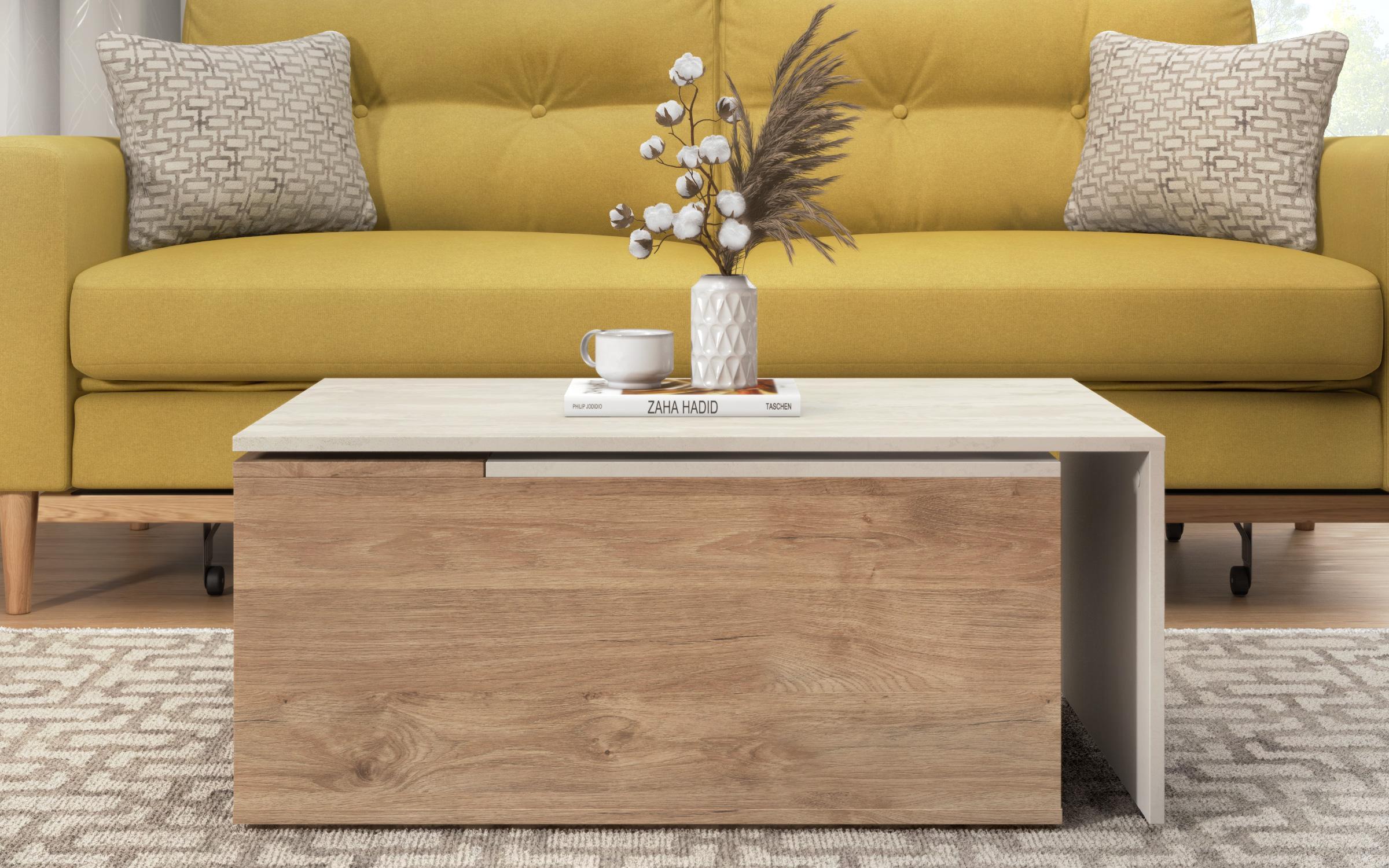 Masuta de cafea Karuzo, stejar auriu + Silk  2