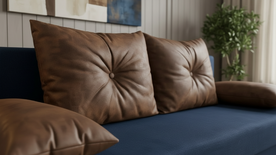 Canapea extensibila Victorio, albastru inchis + maro  2