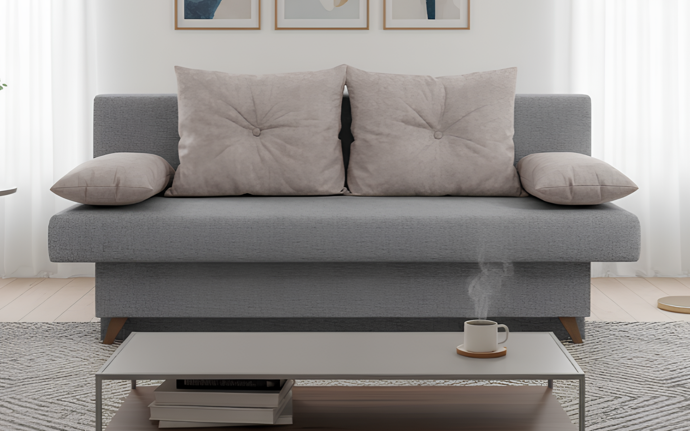 Canapea extensibila Victorio, gri + gri deschis  1