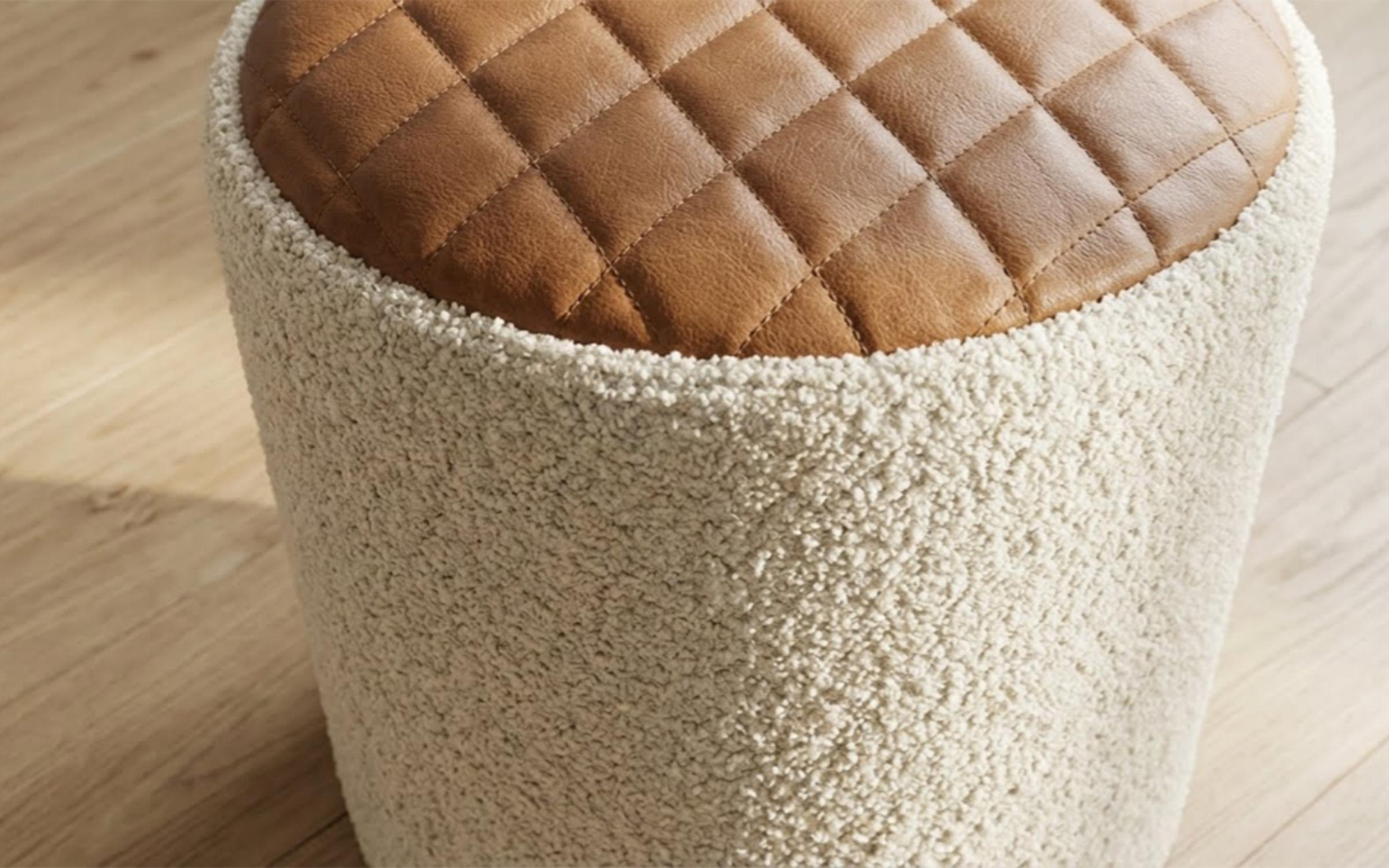 Taburet Dara, bej deschis + maro  2