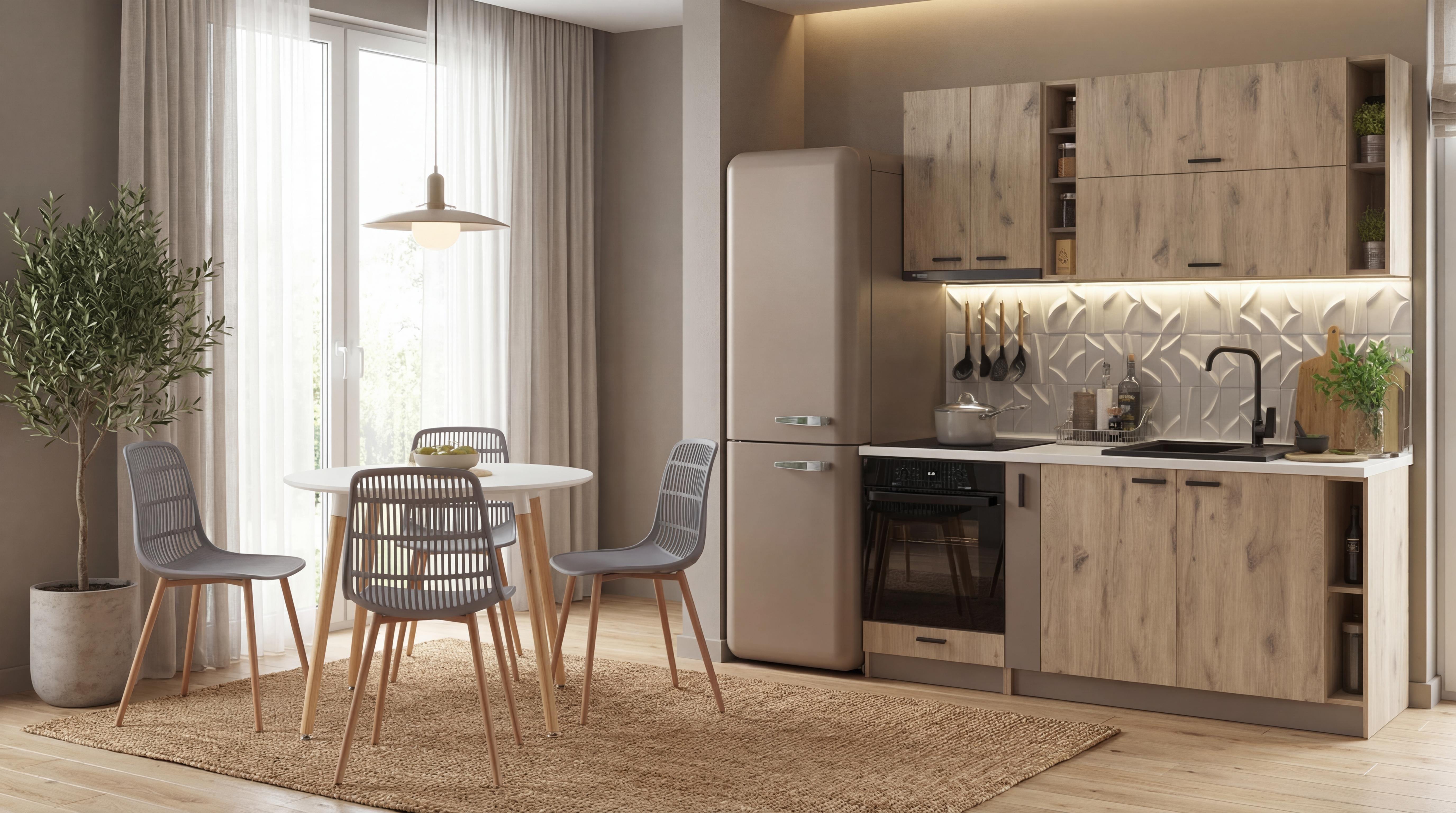 Set de bucatarie Misara, latte + stejar scandinav deschis + gri deschis  1