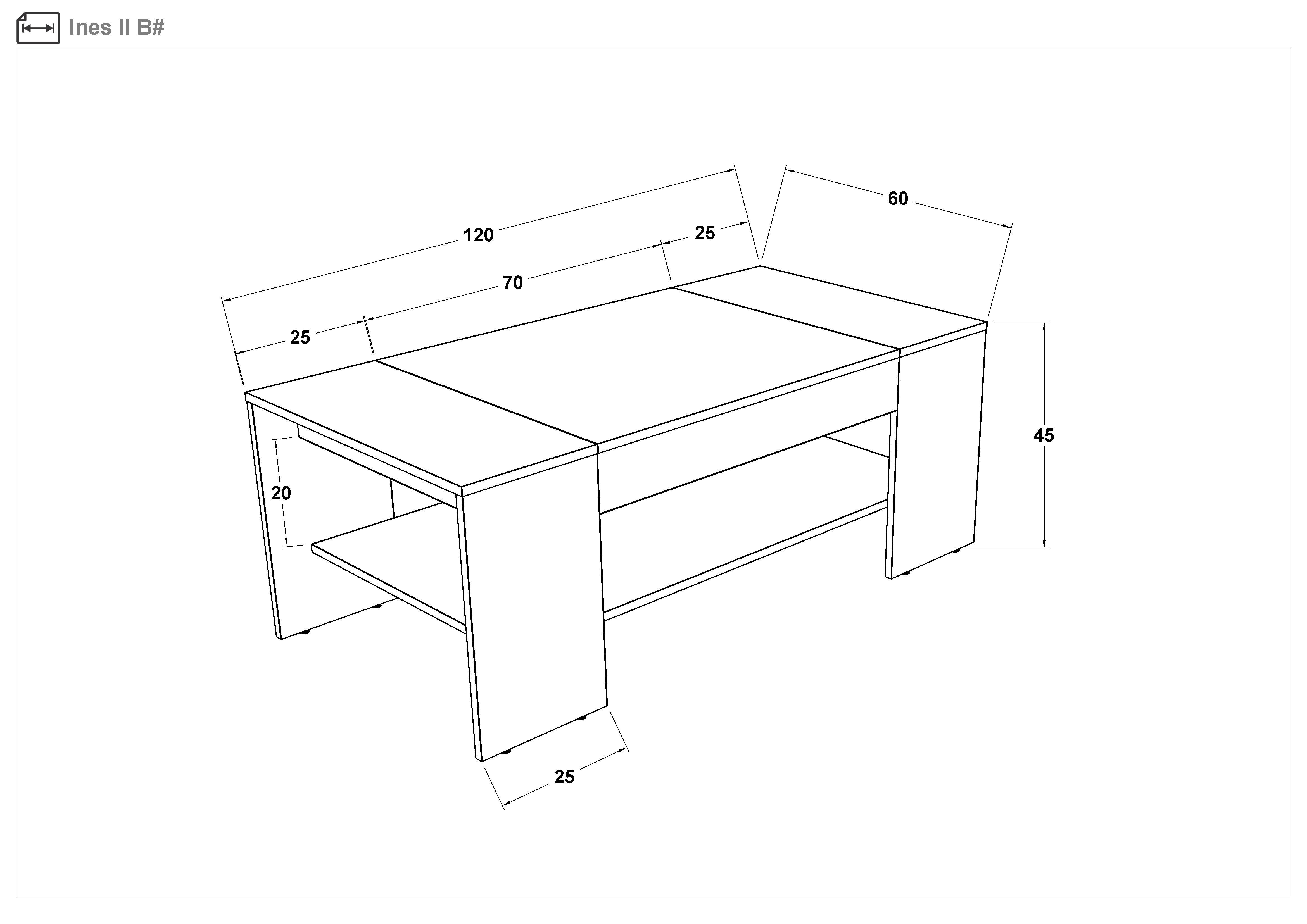 Журнальный столик Инес, магма + дуб эвок  2