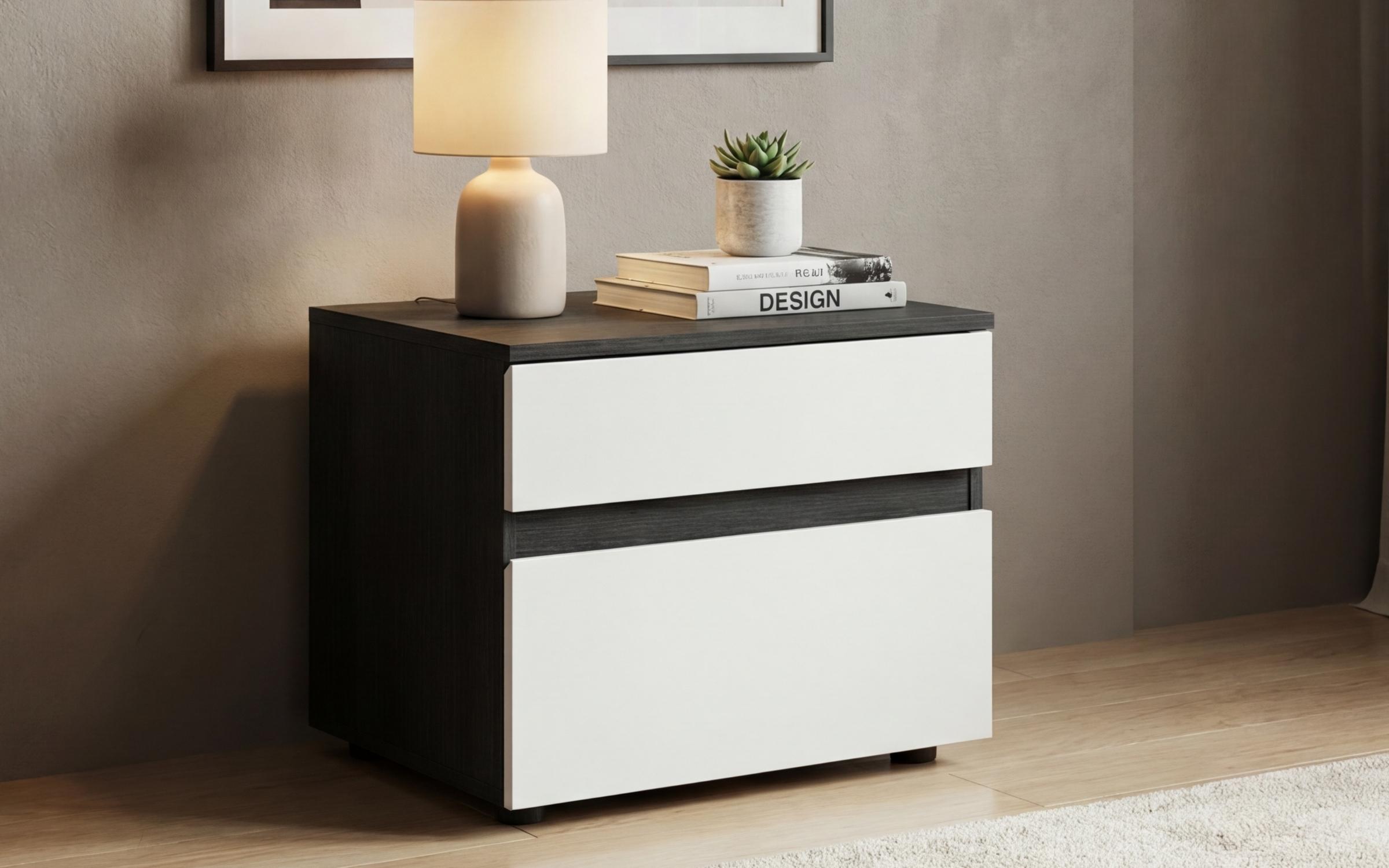 Noptiera Infinity, alb + stejar antracit  1