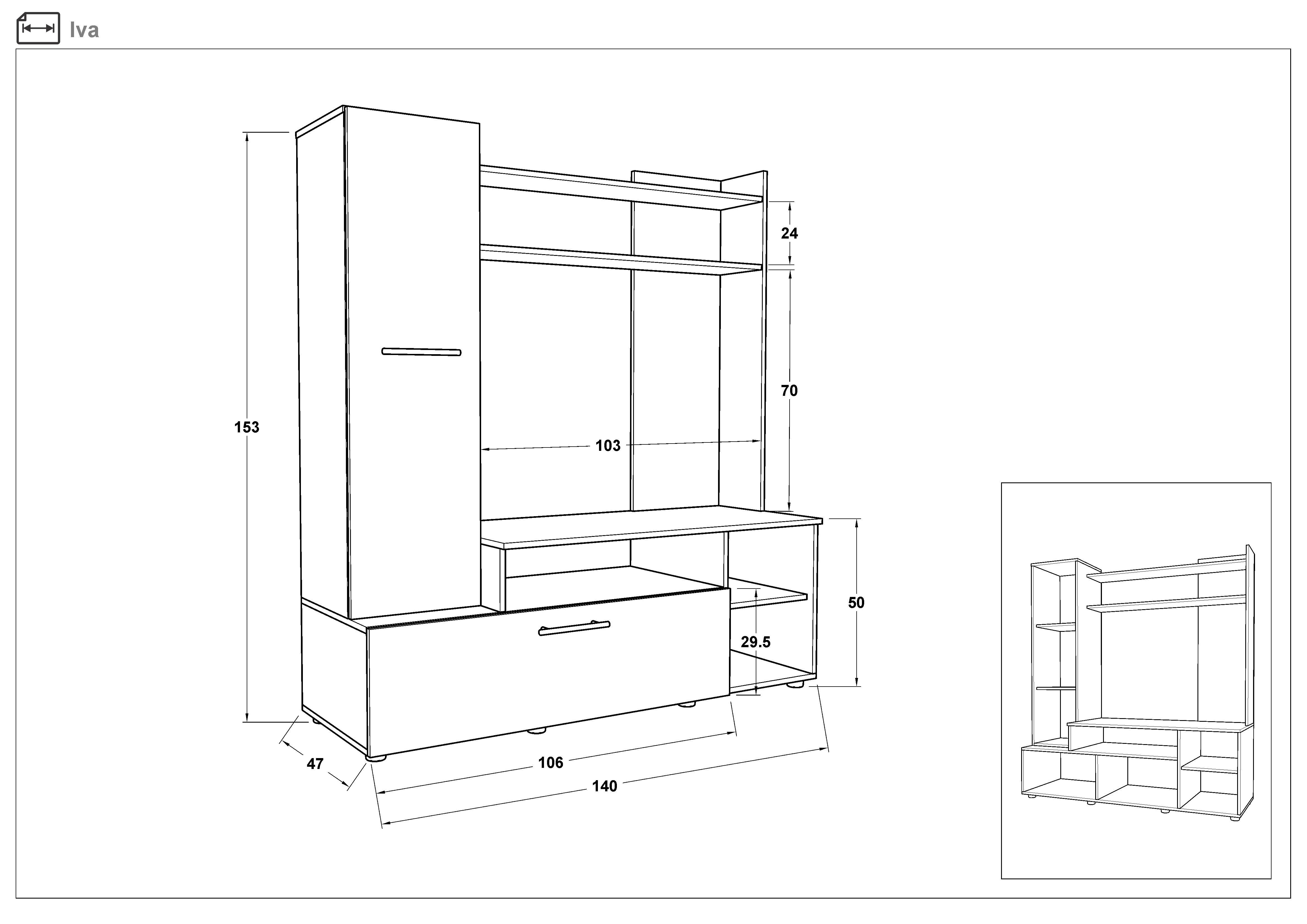 Biblioteca Iva, stejar sonoma + wenge  2