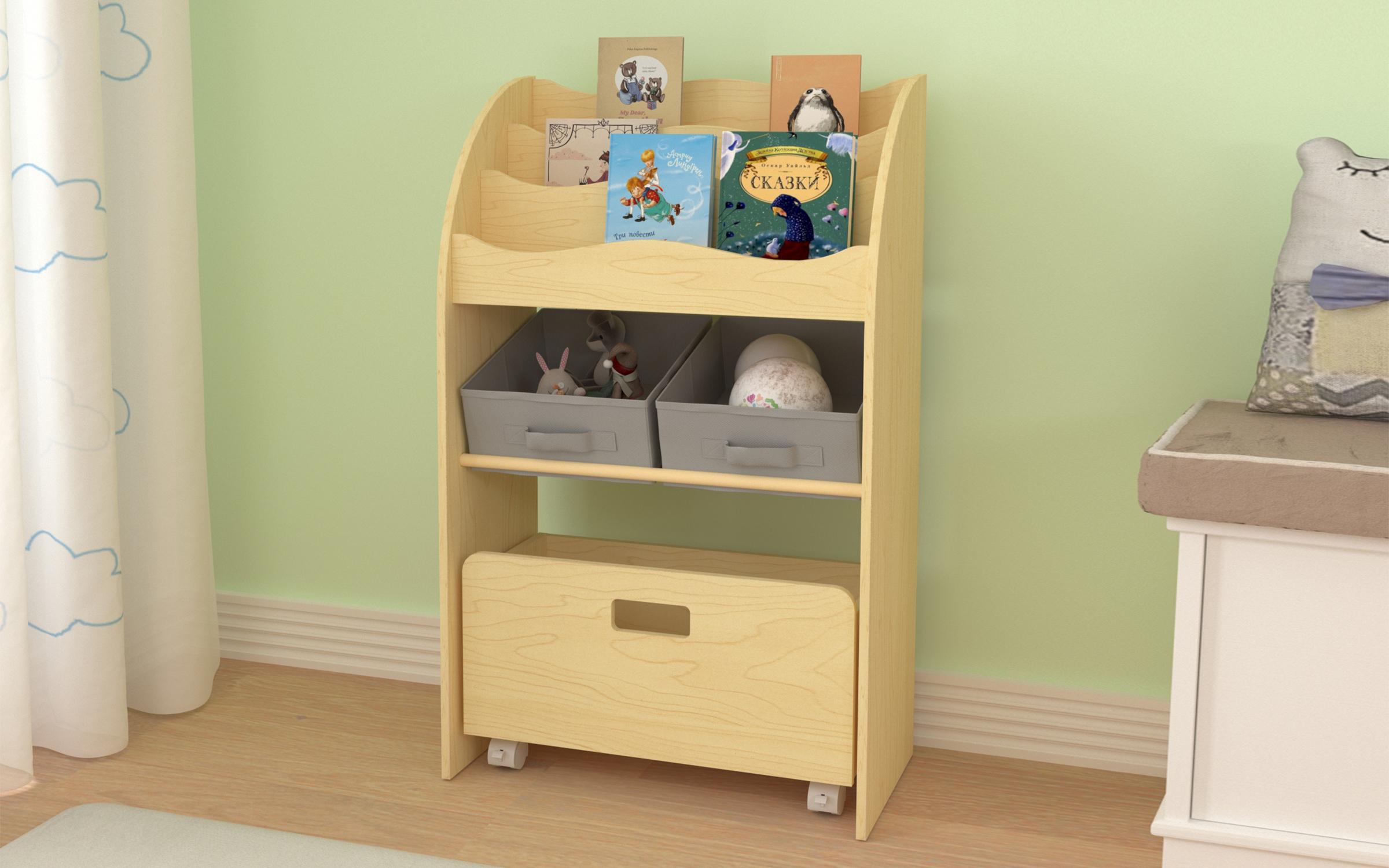 Dulap-etajera pentru copii Hris, natural  1