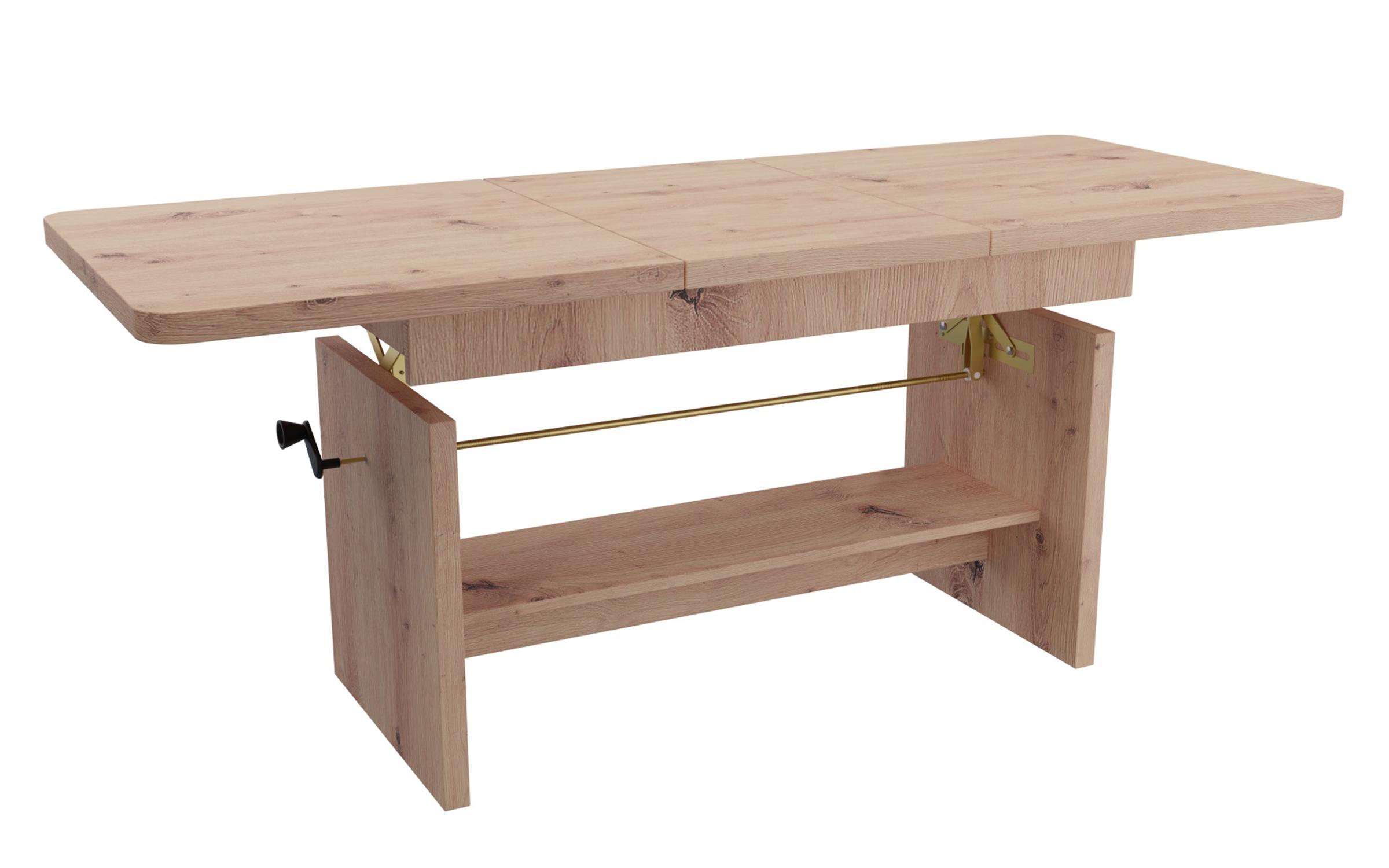 Masuta de cafea extensibila cu mecanism de ridicare Keily, stejar artisan  5